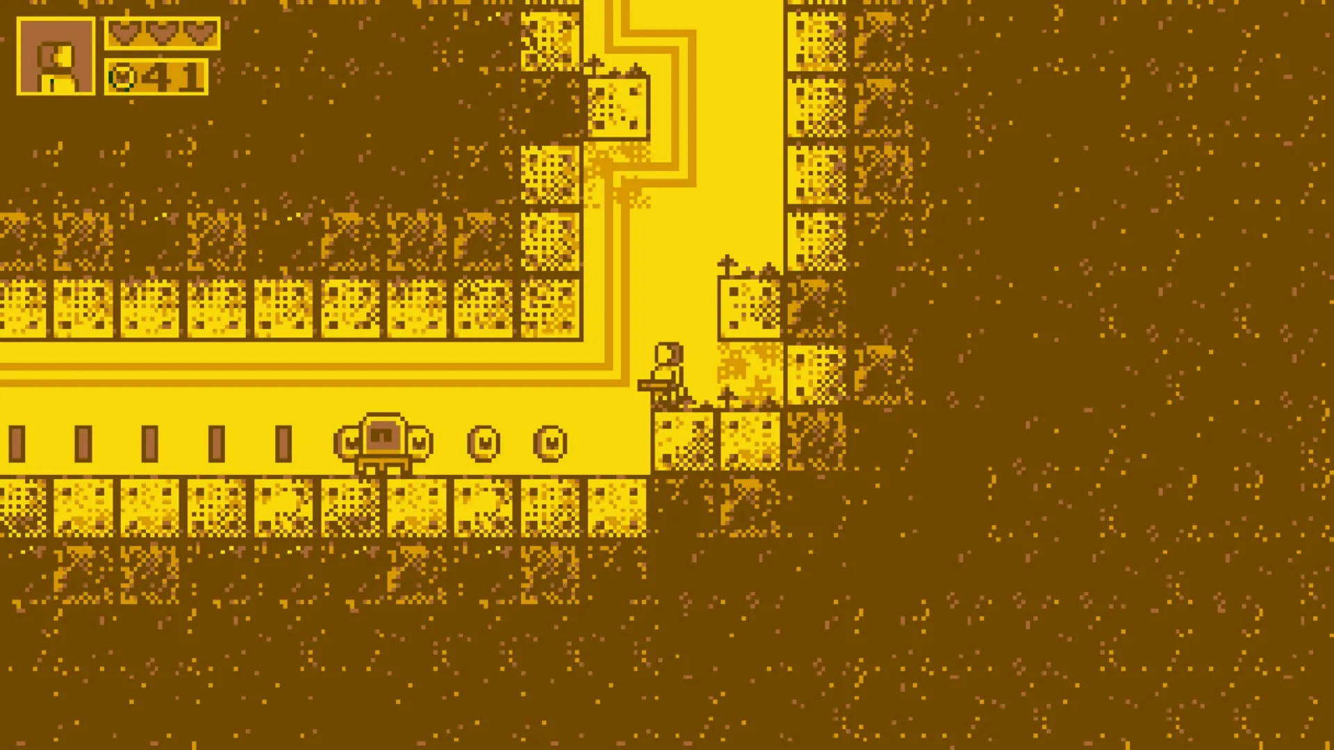 CHIP: Retro platformer level with CHIP navigating a maze. HUD displays health and coins collected.