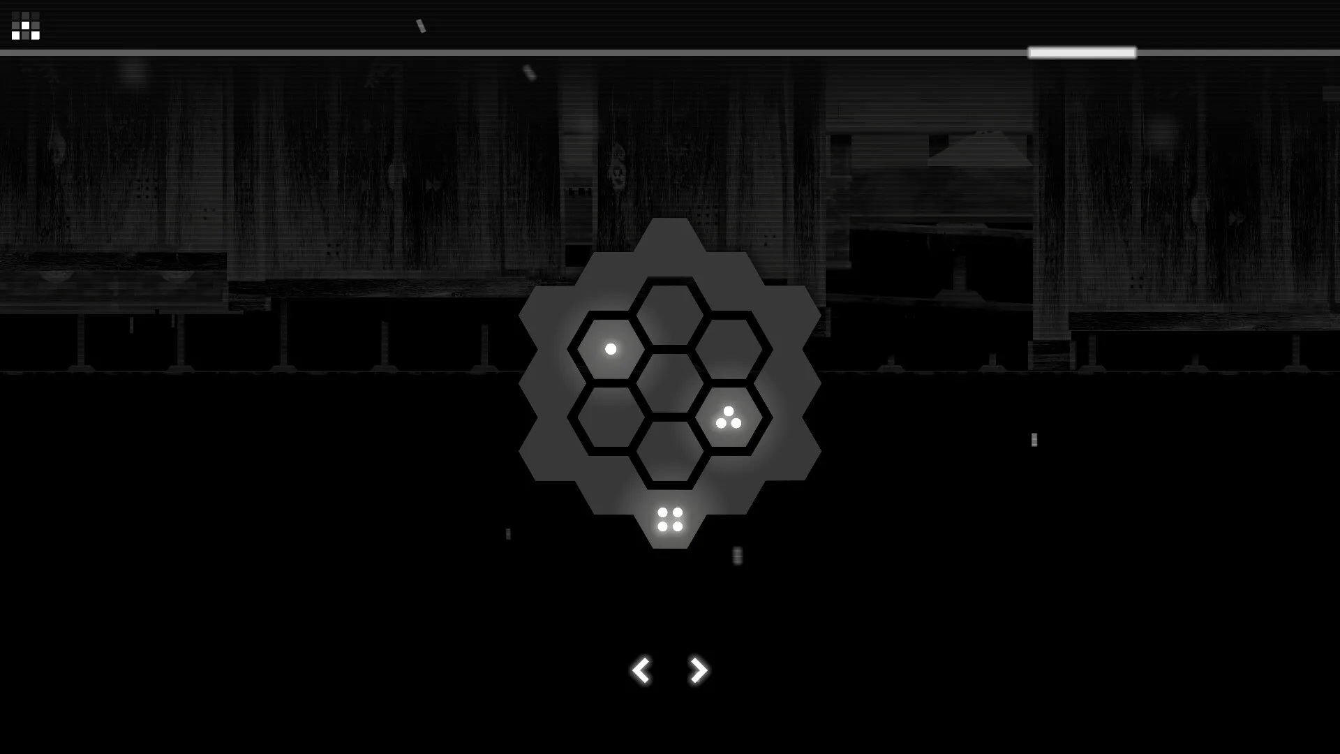 CIPHER ZERO: Hexagonal puzzle interface with glowing dots against a dark, minimalist background