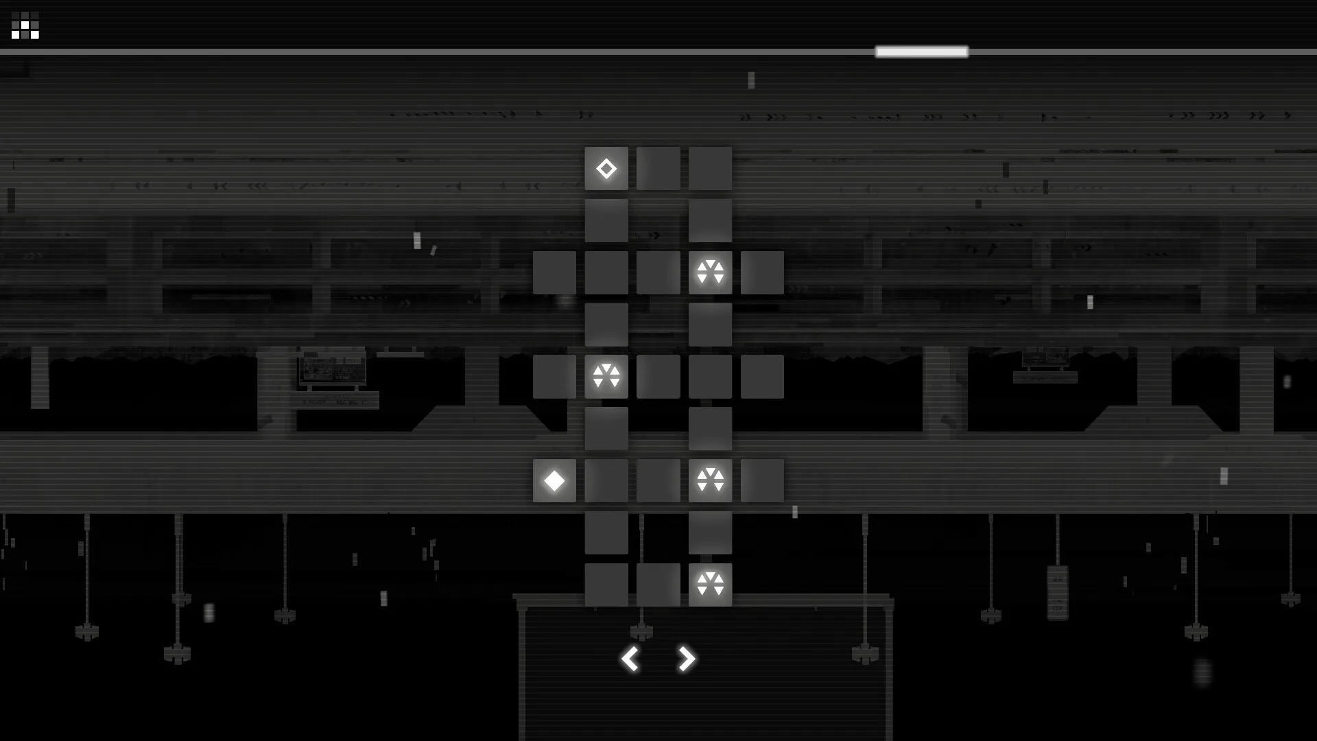 CIPHER ZERO: Puzzle grid with glowing symbols in a dark, minimalist environment with subtle details.