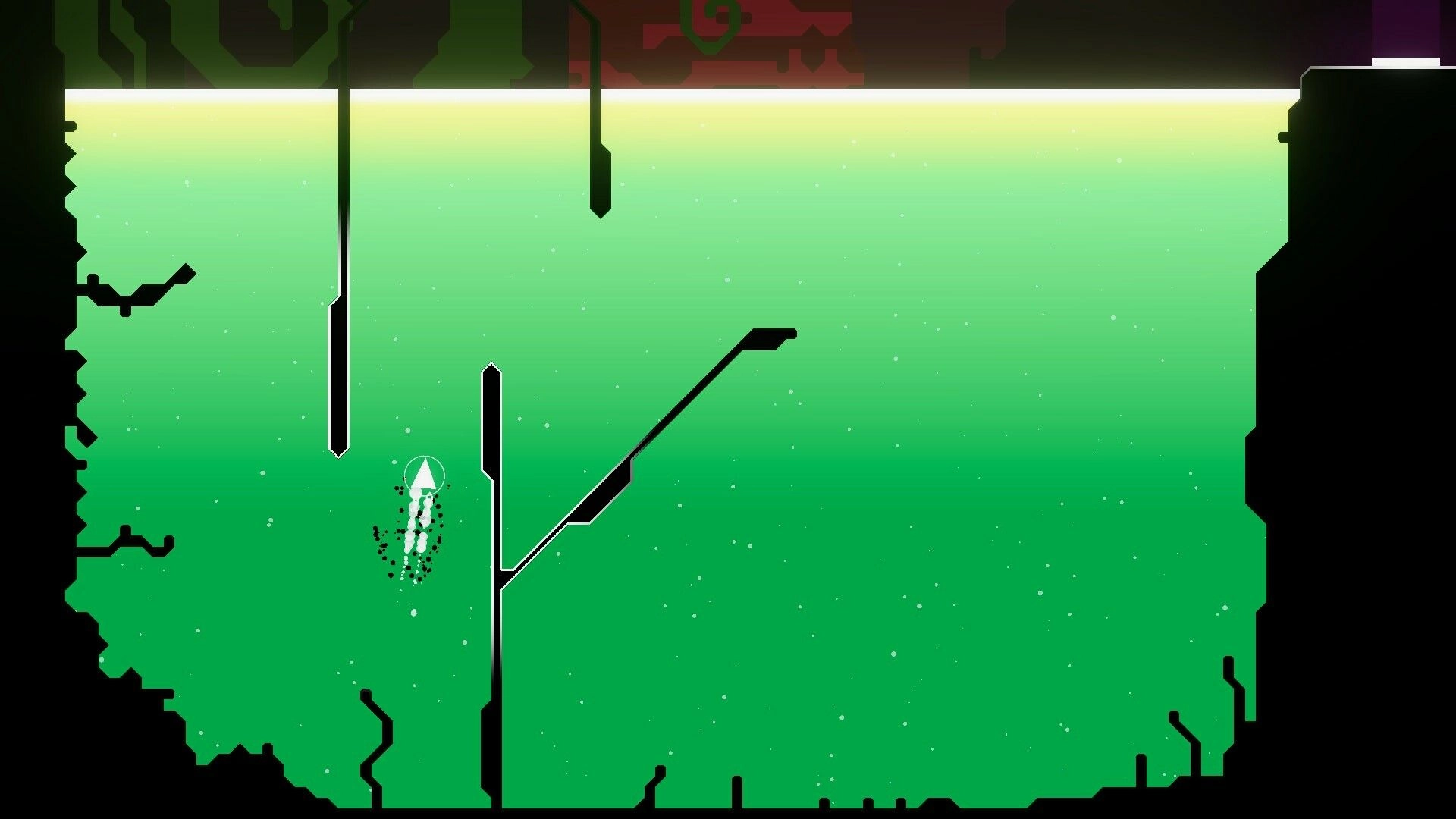 Cleared For Impact: Navigating a spaceship through narrow tunnels with green glowing background