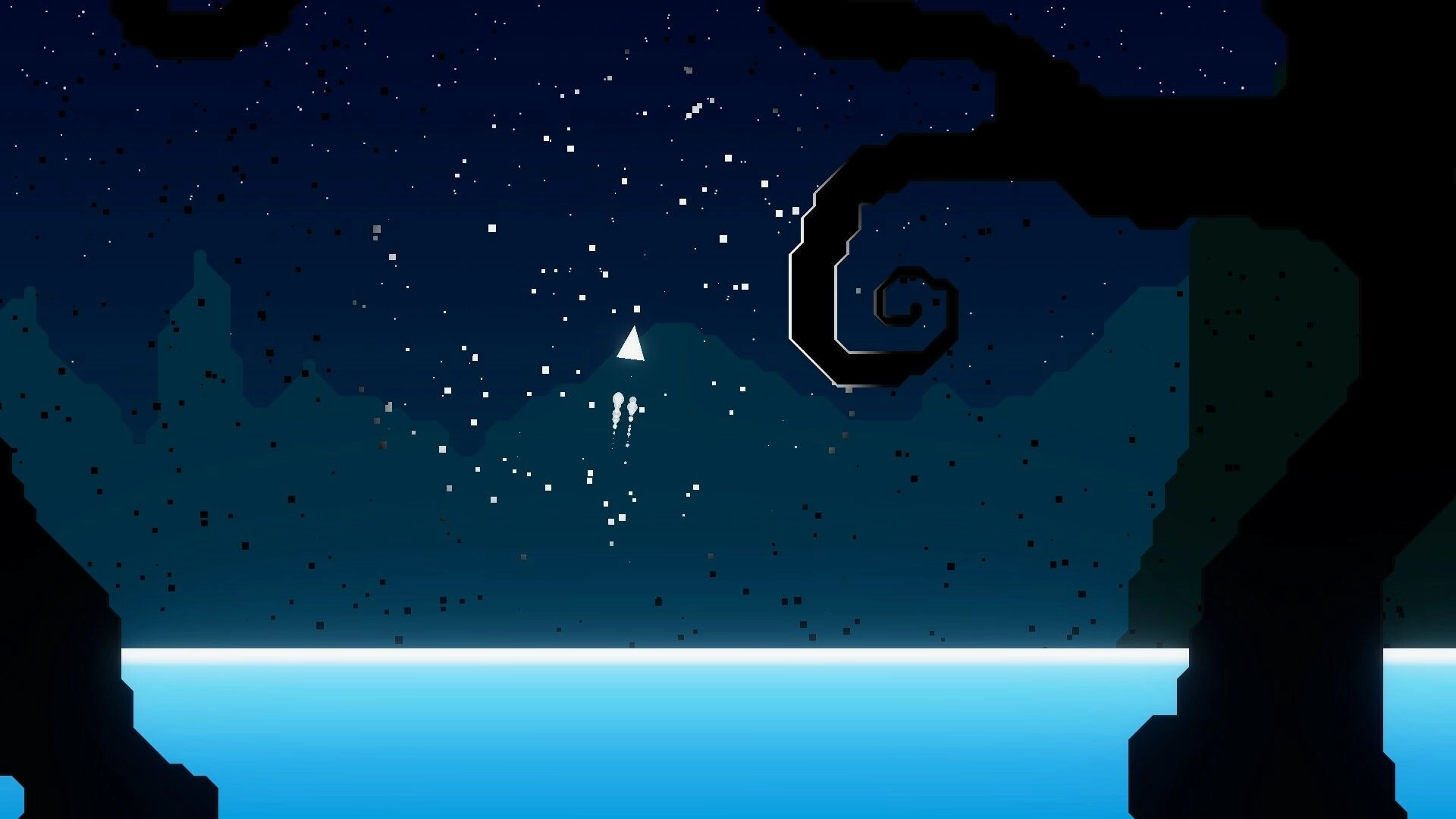 Cleared For Impact: Triangle ship navigates starry night sky with looming dark tentacle in foreground