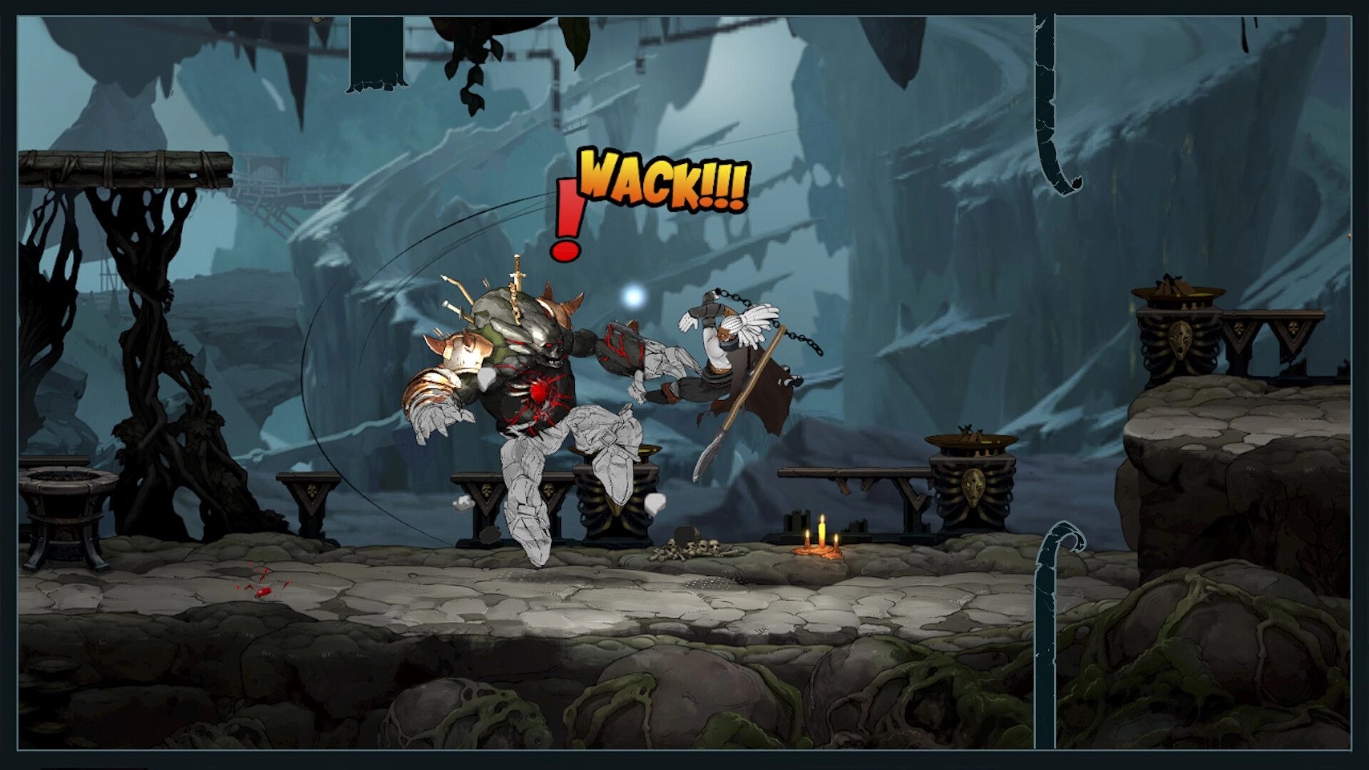Comix Zero: Intense battle with a giant armored creature in a dark, rocky cavern environment
