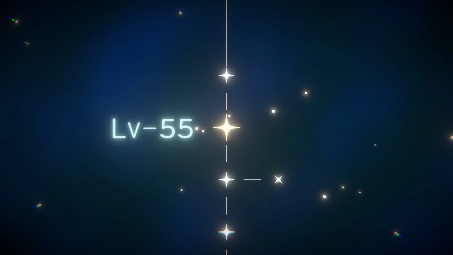 Compress(space): Level 55 star chart with glowing celestial points against a dark space background