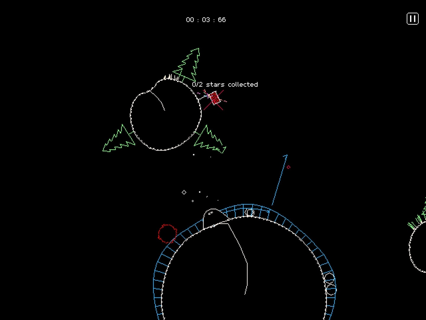 Crunda: Player character collects stars, navigating circular platforms in a minimalist space environment.