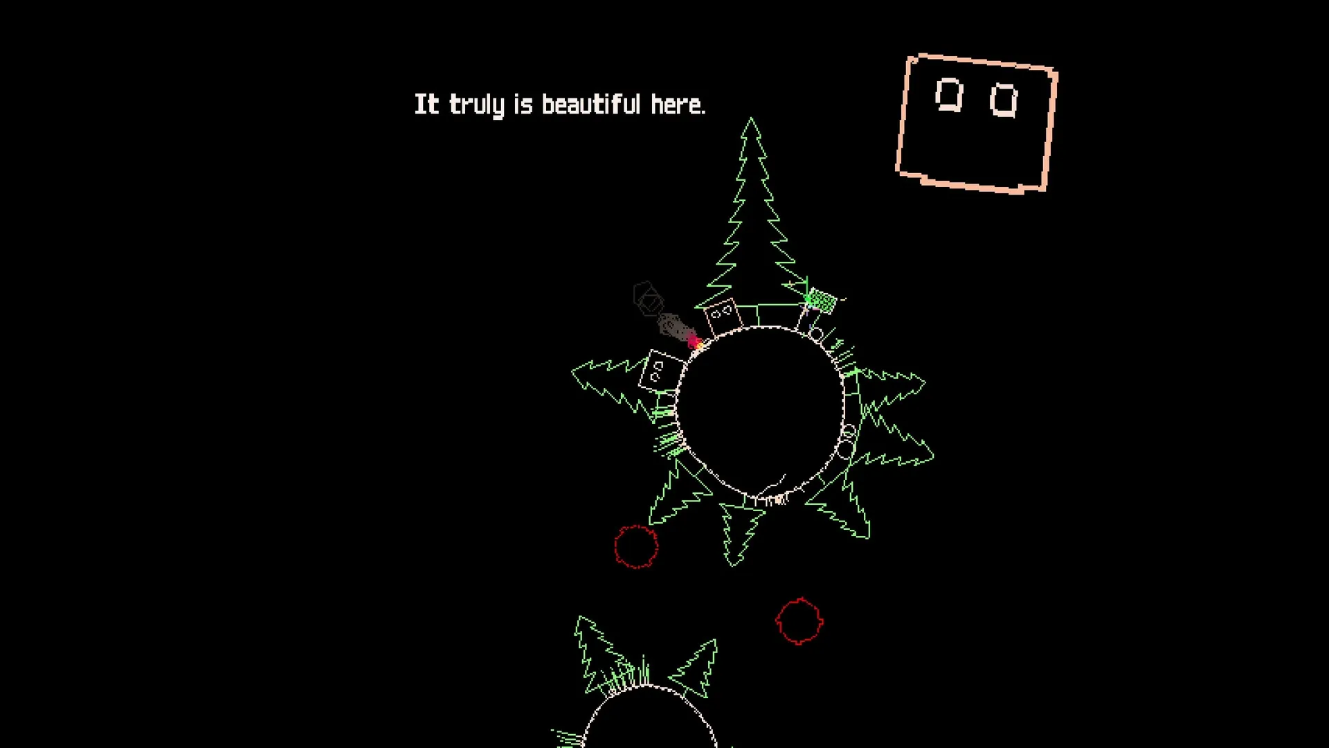 Crunda: Character jumping across circular platforms with tree-like structures in space environment