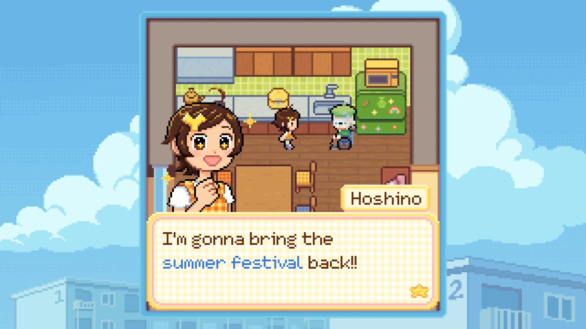 Danchi Days: Hoshino in kitchen planning festival revival, with neighbors in cozy apartment setting