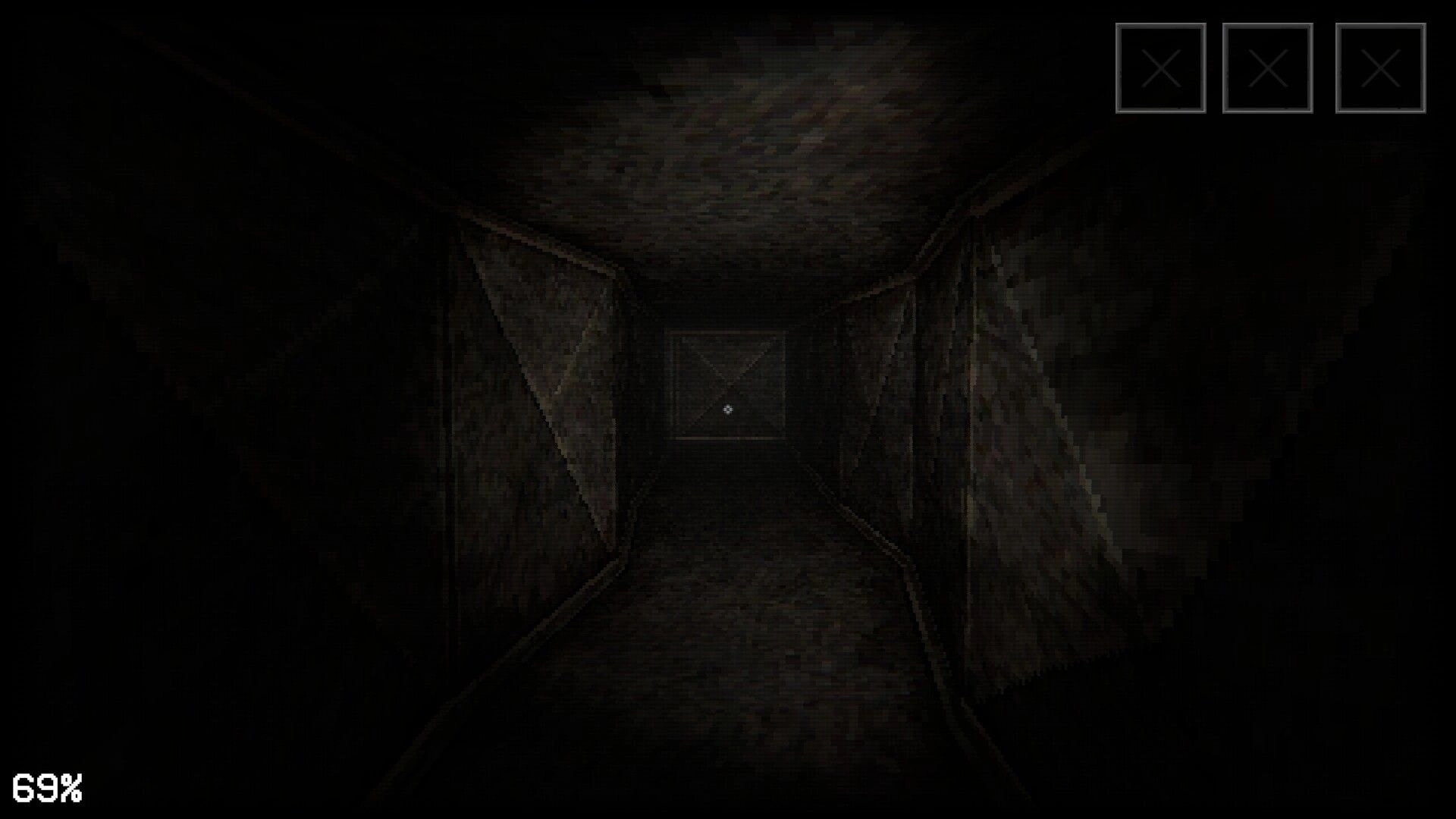Dash Dot Die: Navigating dark airduct with three empty slots in UI and 69% progress displayed