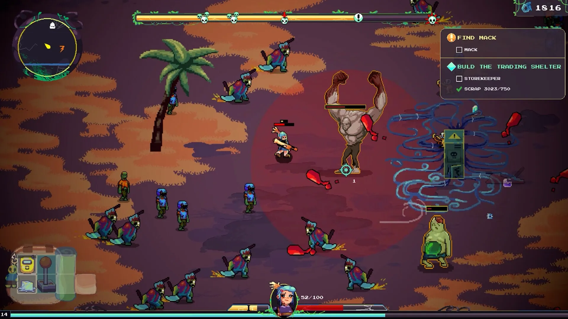 Dead Engine: Player battles zombies and a giant creature in a desert setting with inventory visible.