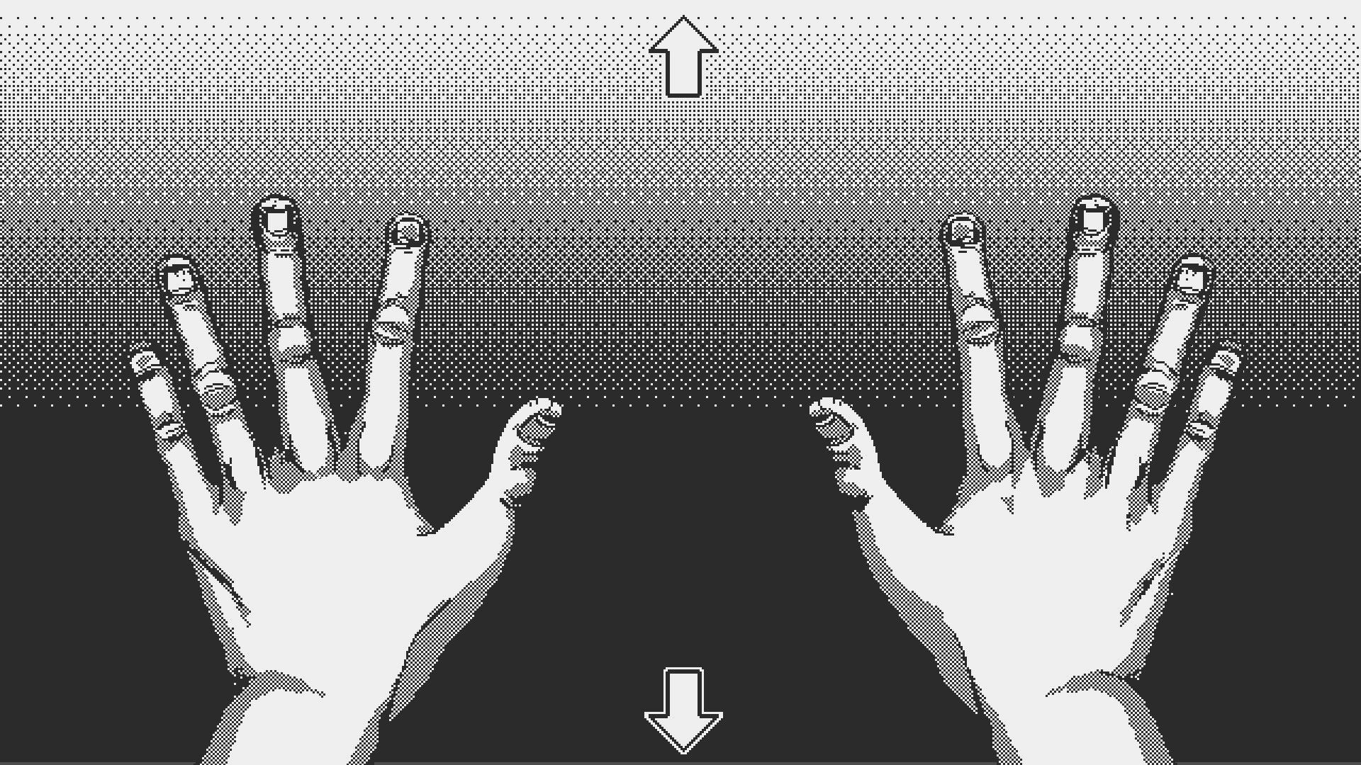 Dead Finger Dice: Two hands with dice on fingers in grayscale, arrows indicating movement on mega yacht