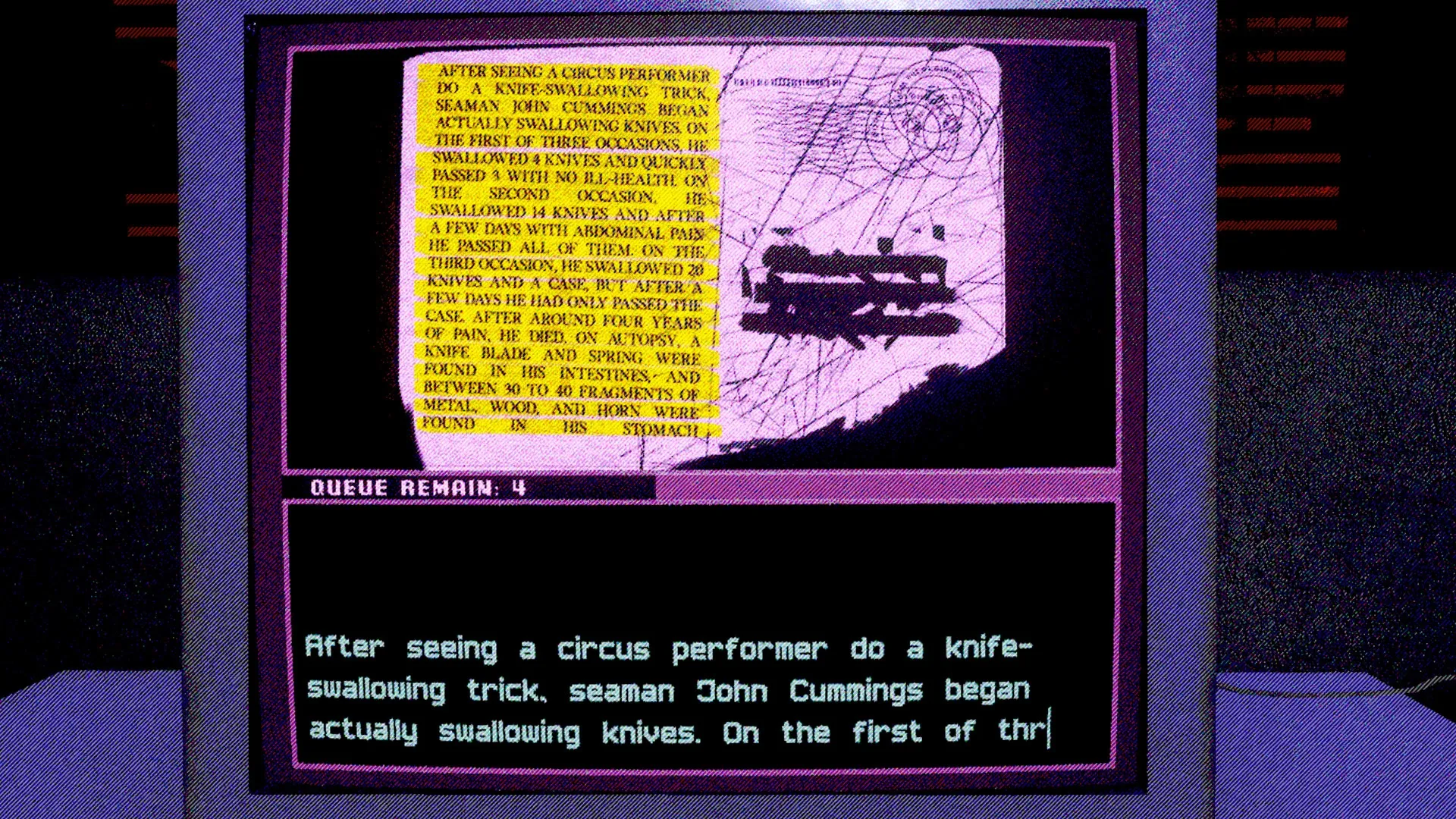 DEAD LETTER DEPT.: Screenshot showing game interface and gameplay elements