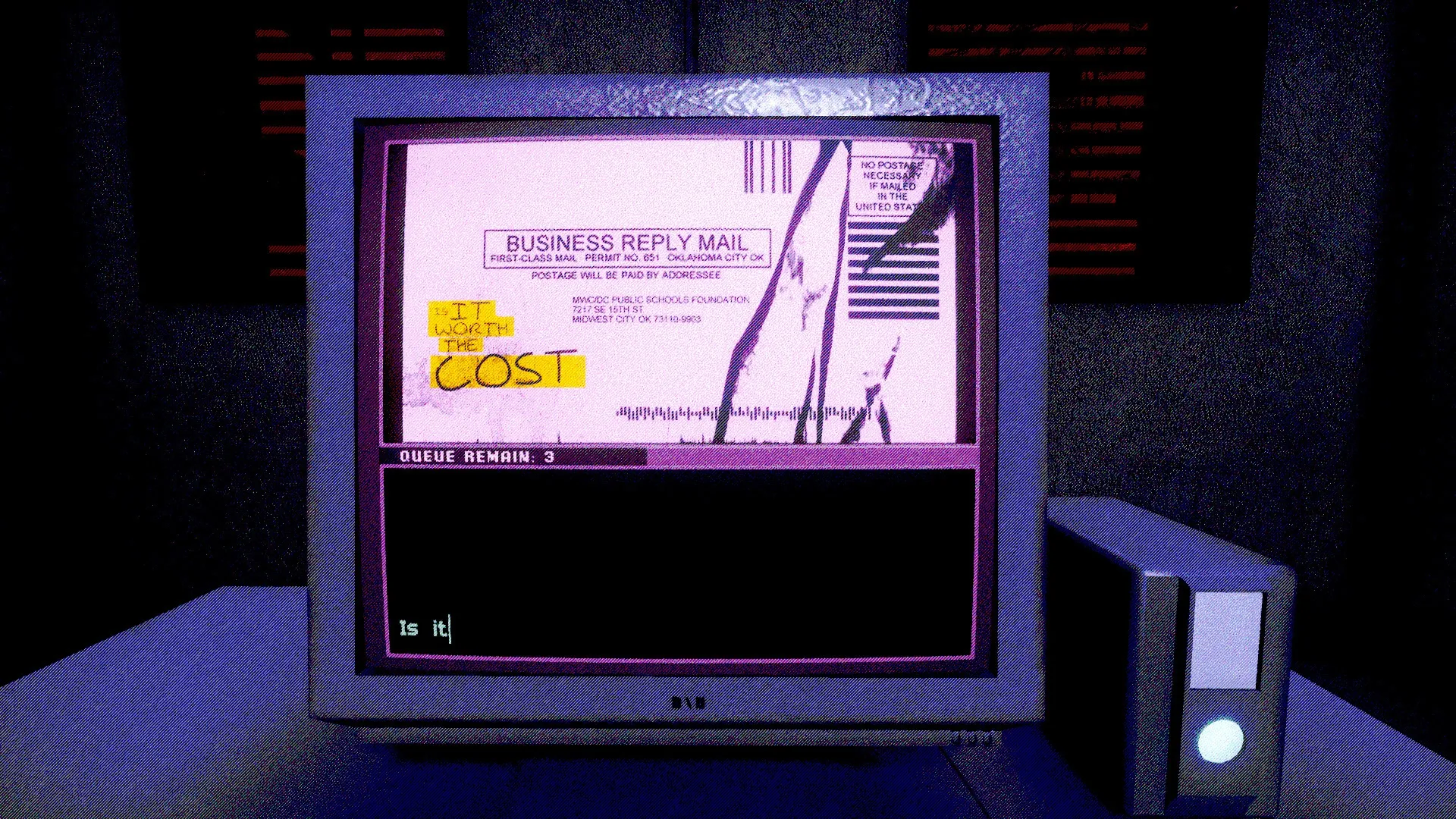 DEAD LETTER DEPT.: Screenshot showing game interface and gameplay elements