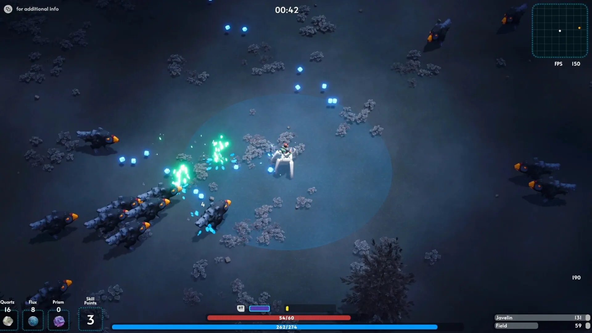 Demon Hunt: Player battles demon horde in dark landscape, collecting resources with UI and health bar shown.