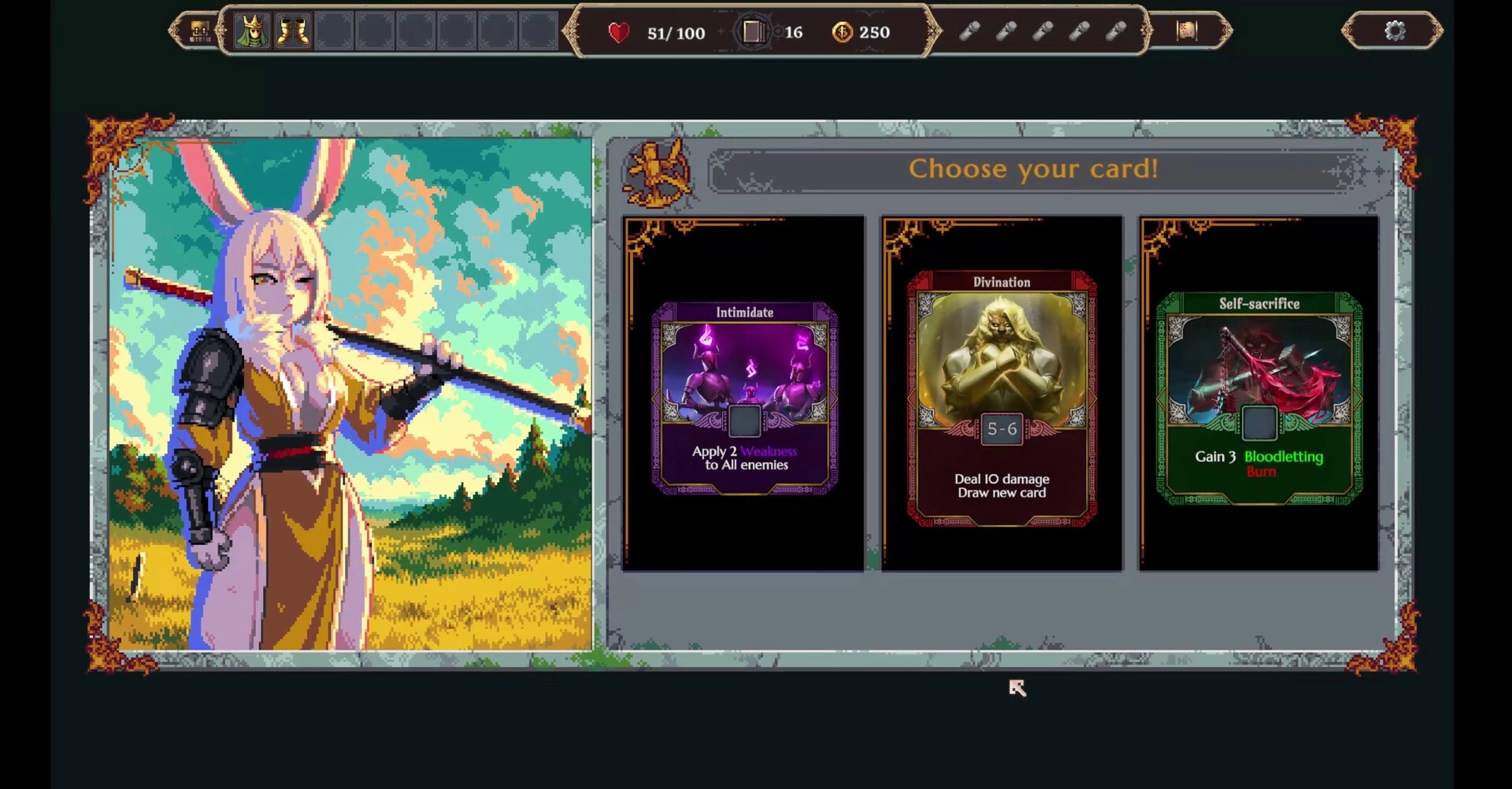 Dice Legends: Hero selection with three ability cards in a vibrant field setting