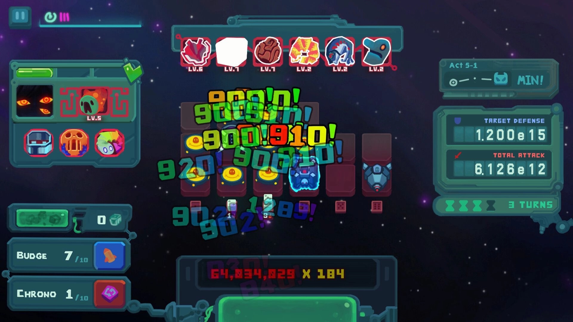 DiceVaders: Alien army setup with dice rolls and attack calculations in a space-themed interface.