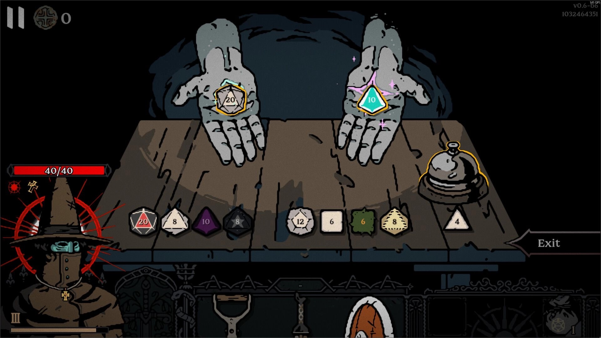 Die For The Lich: Character with hat and mask faces dice on table in dark, mysterious setting