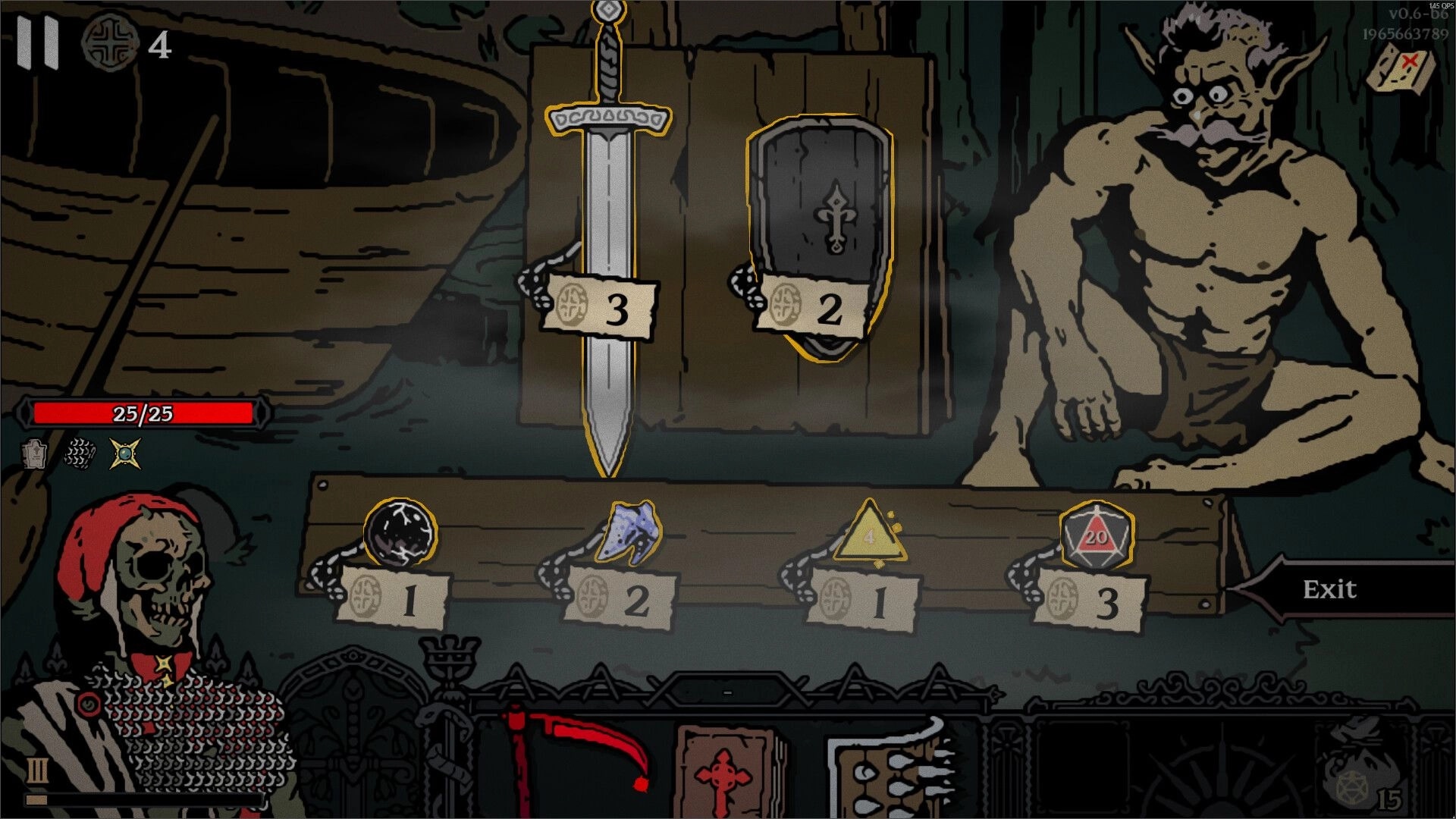 Die For The Lich: Skeleton character with sword and shield choices in eerie forest setting.