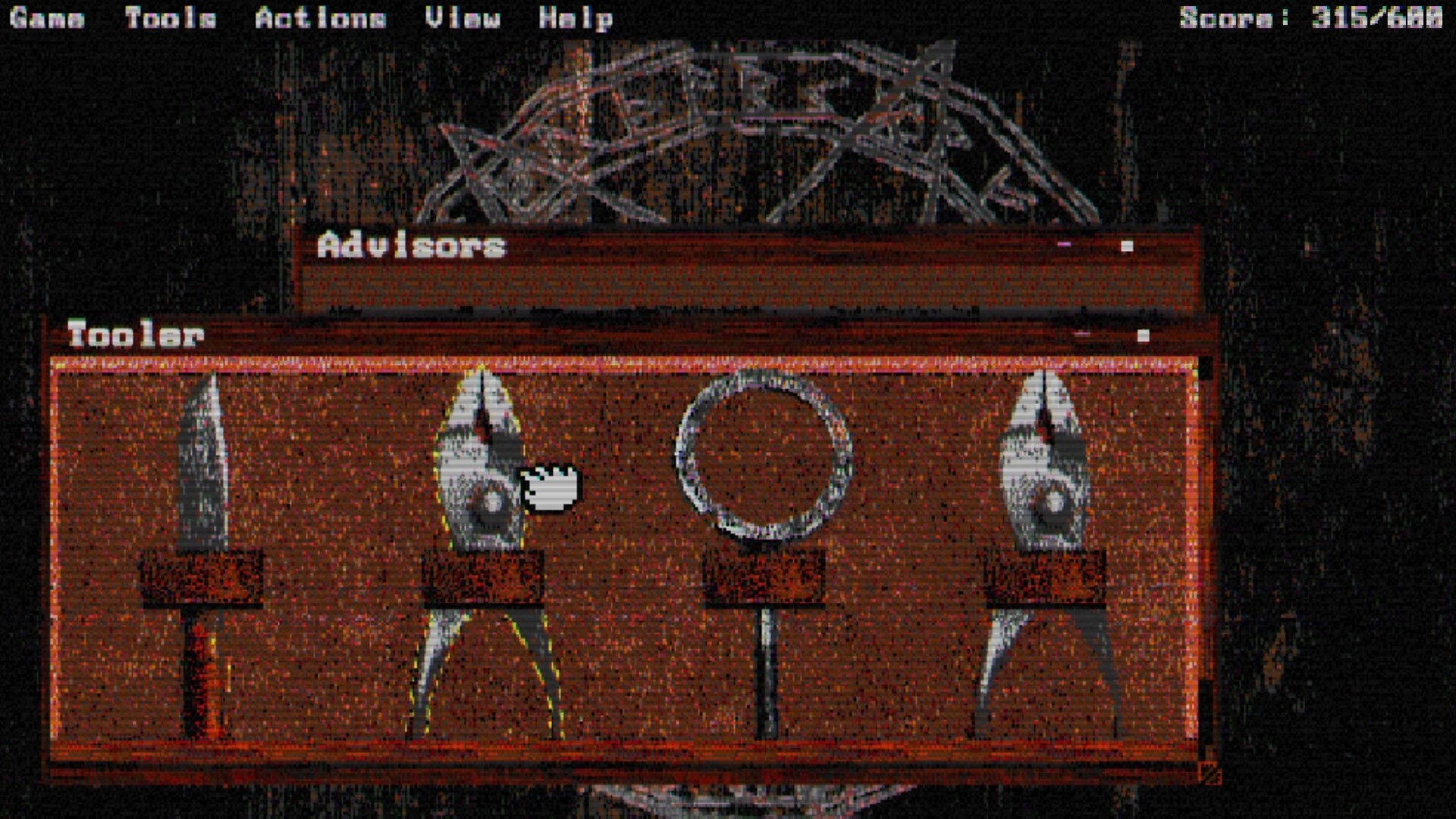 Dominot: Toolbox and Advisors windows open with pliers, ring tool, and score bar in view.