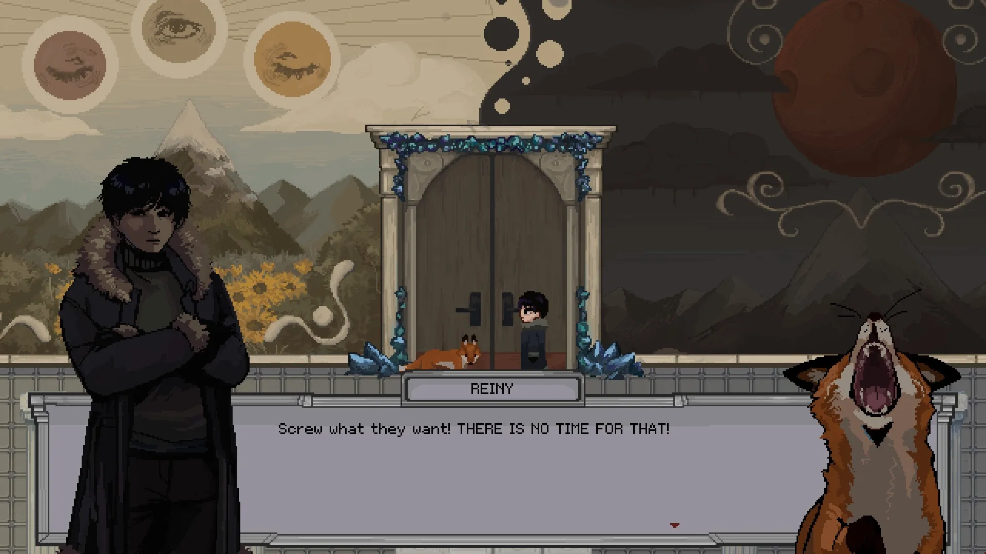 DOWNHILL: Screenshot showing game interface and gameplay elements