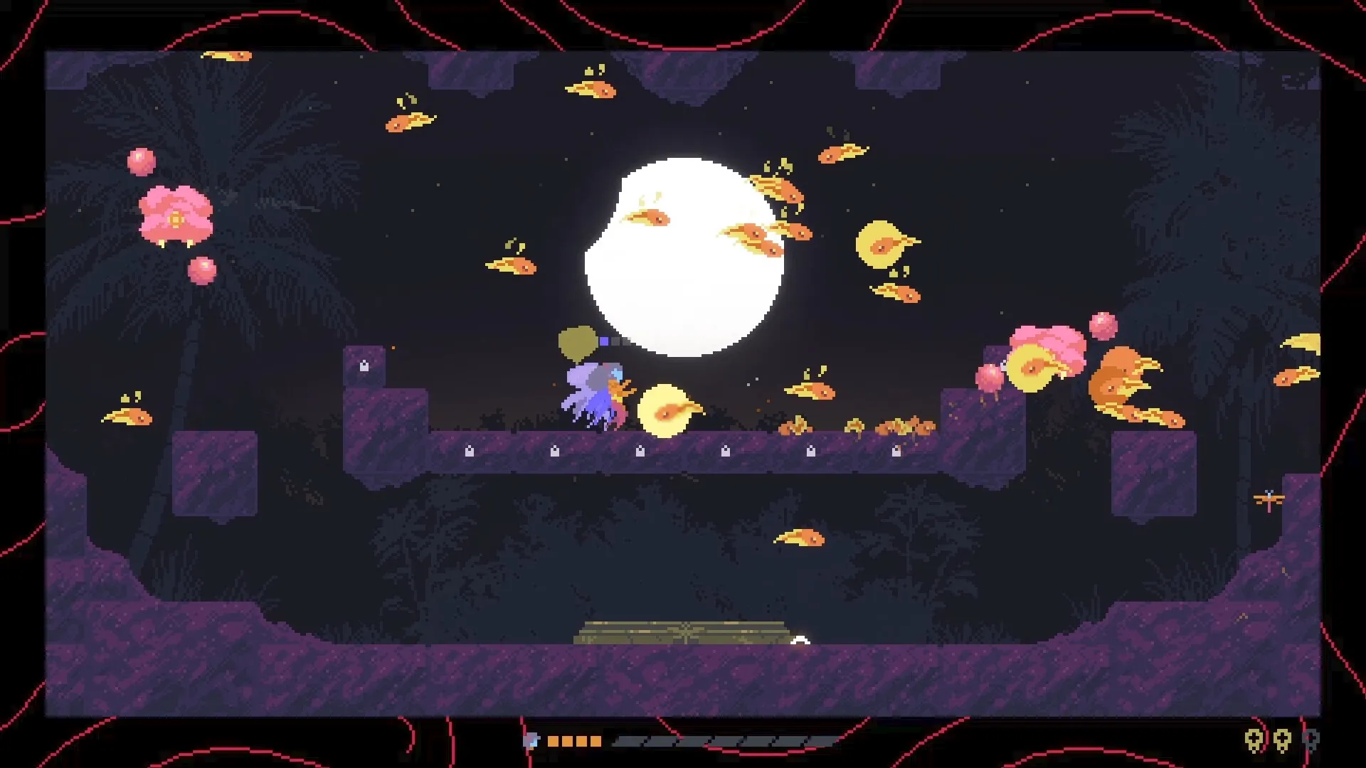 Dragenas: Dragonfly fairy with insect spirits in moonlit swamp platformer environment