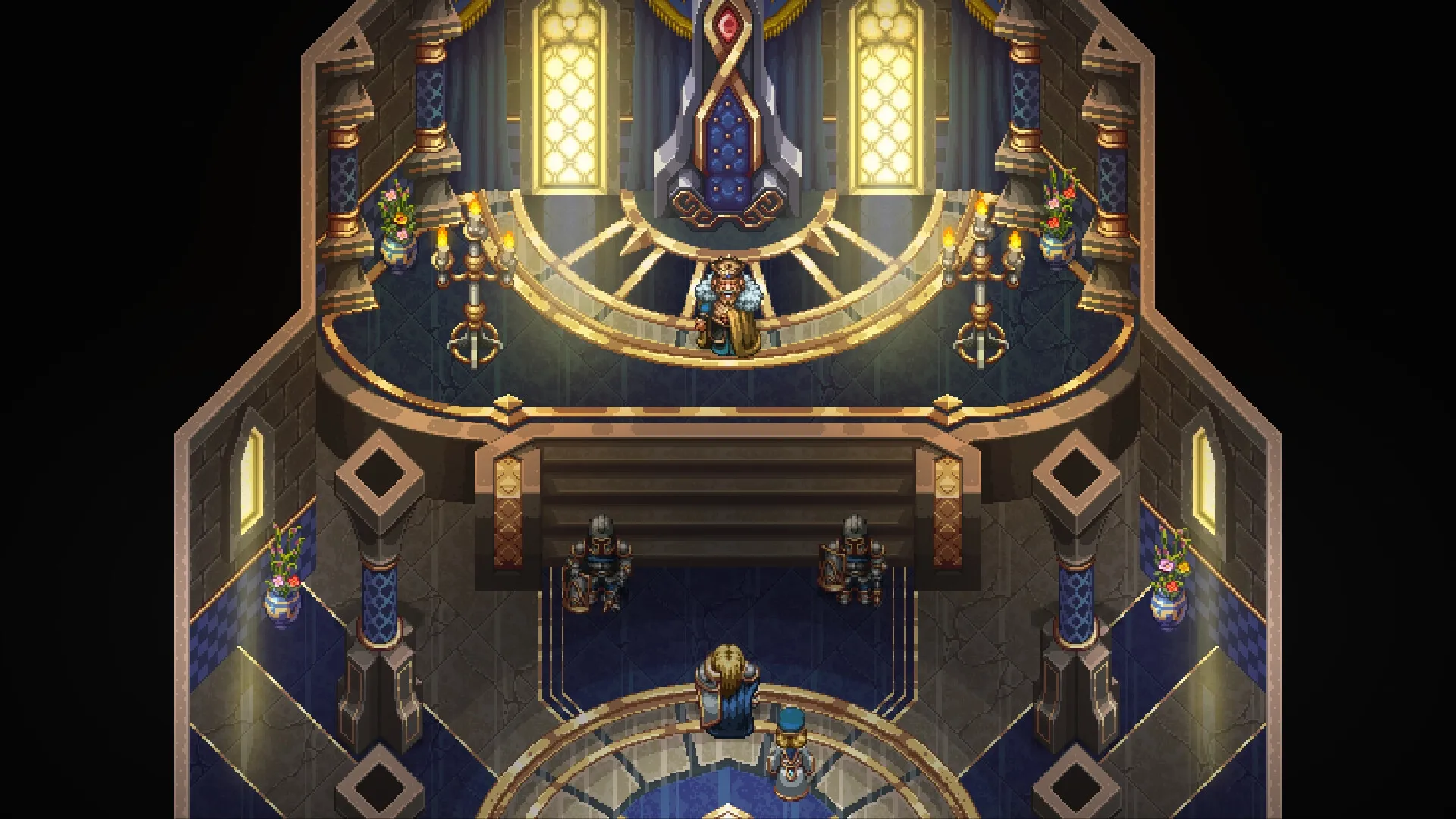 Drakantos: Royal throne room scene with king on throne, guards present, and intricate decor displayed