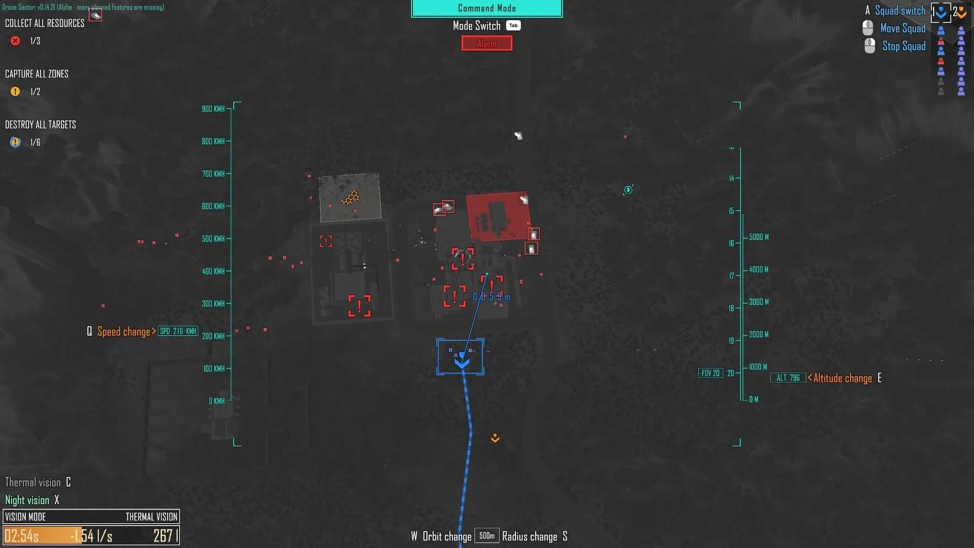 Drone Sector: Command mode map with highlighted enemy bases and troop movement options visible