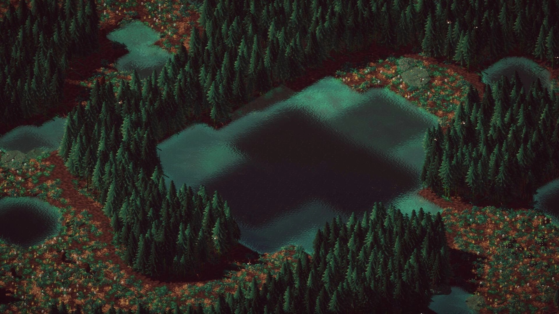 Earth of Oryn: Dense forest surrounds a large lake, creating a serene and lush medieval environment