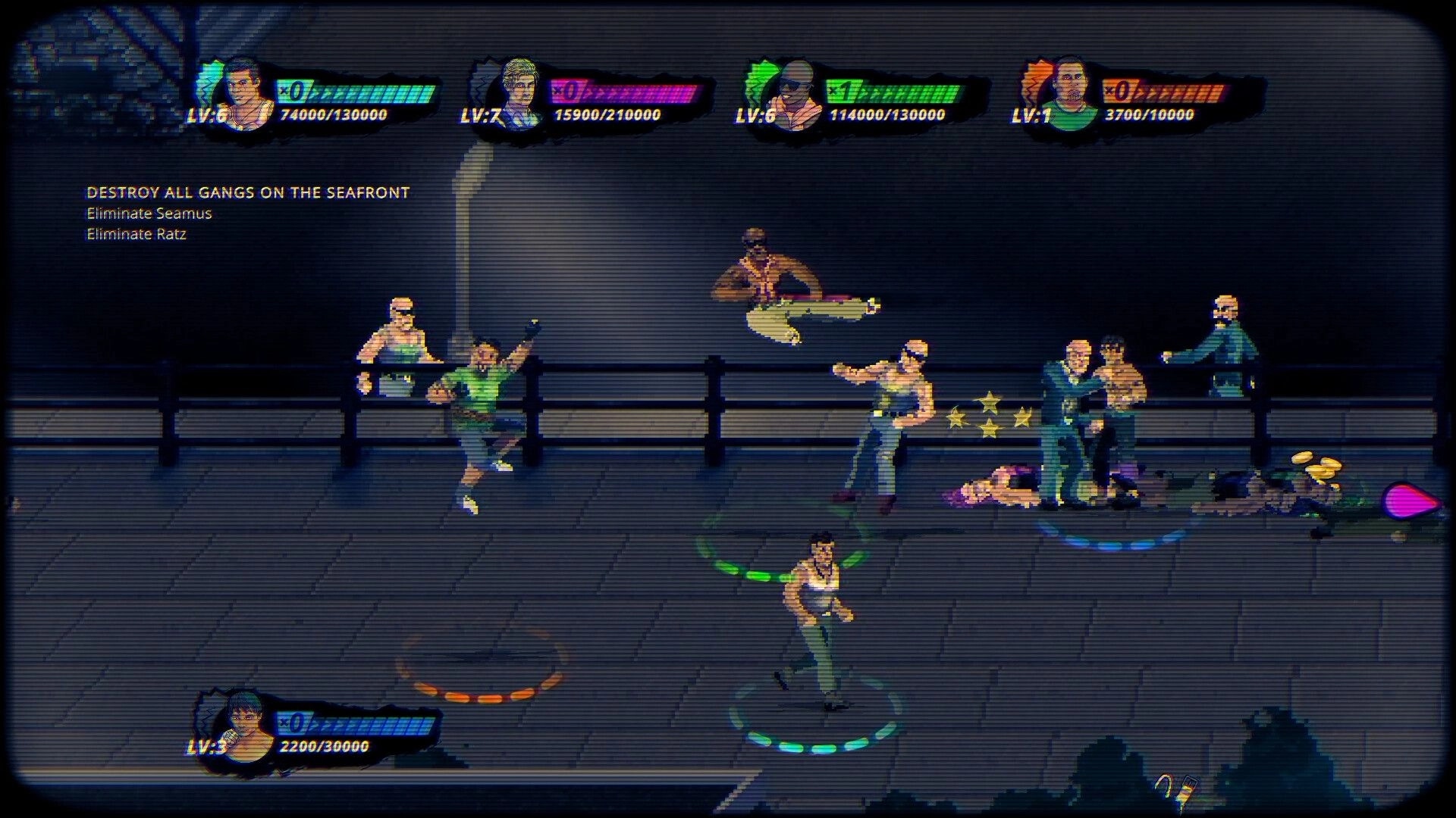 Eight Dragons 2: Intense street combat with characters fighting thugs under dim streetlights