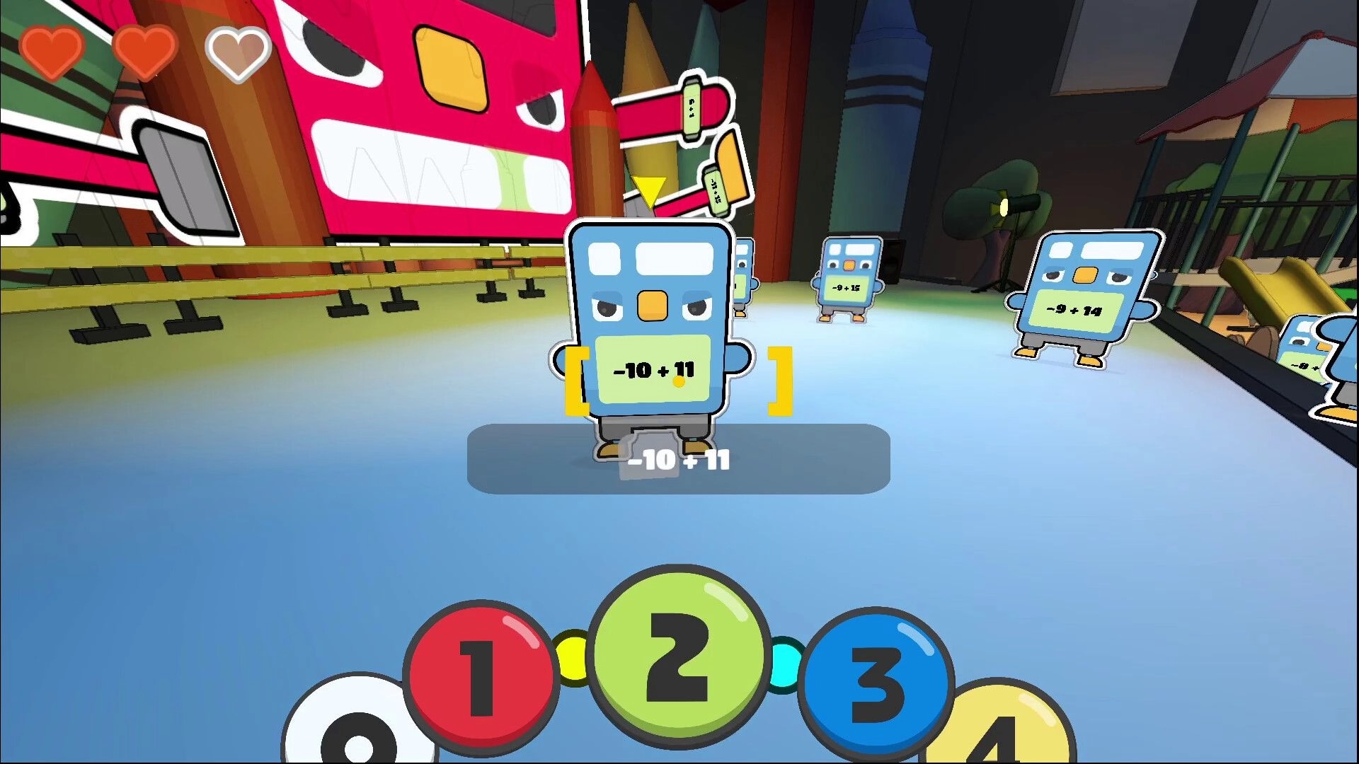 EOPRISM: Player targets calculator creature in playground arena with math equation interface visible