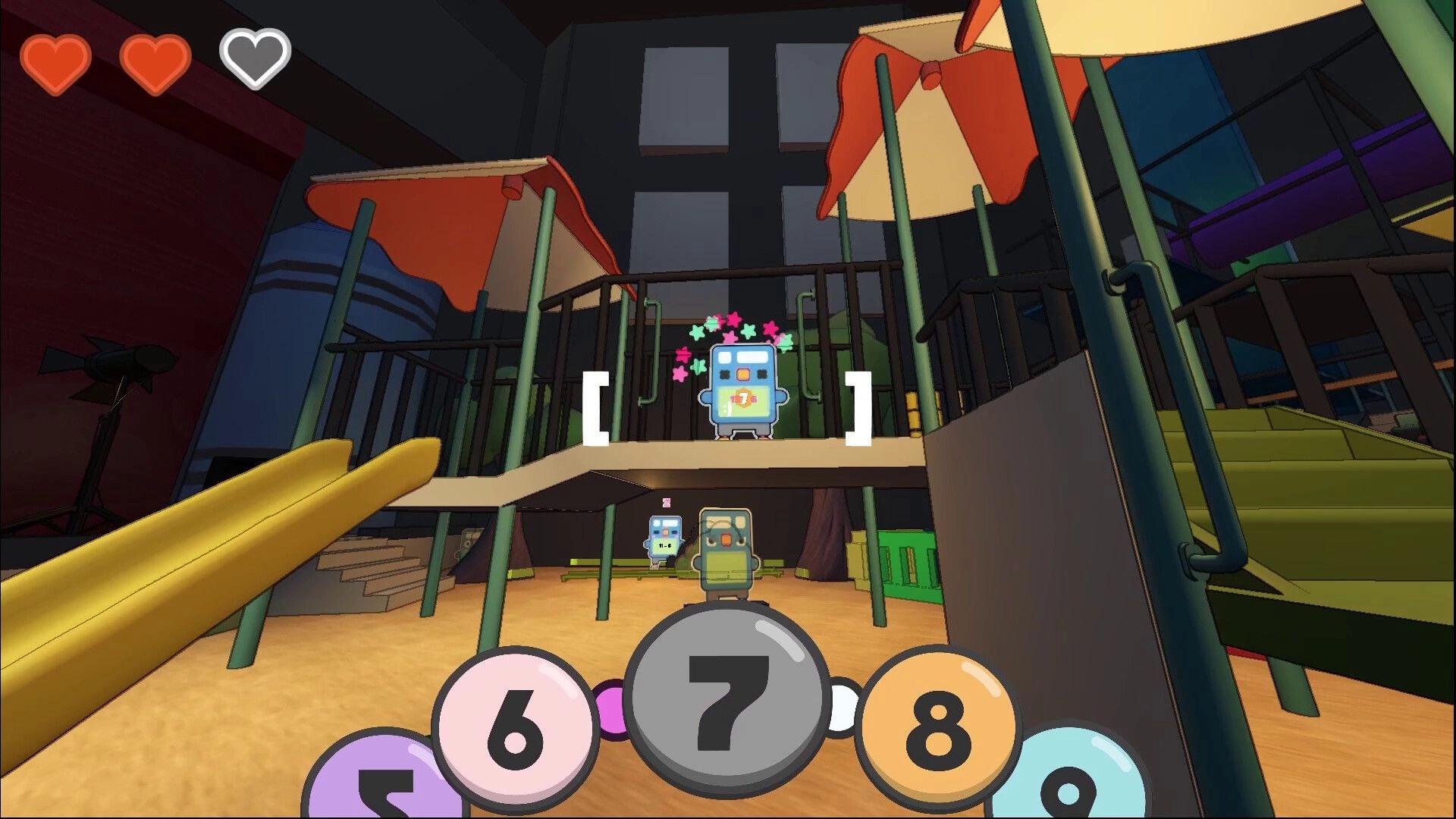 EOPRISM: Player targets calculator creatures in playground with colorful number interface visible
