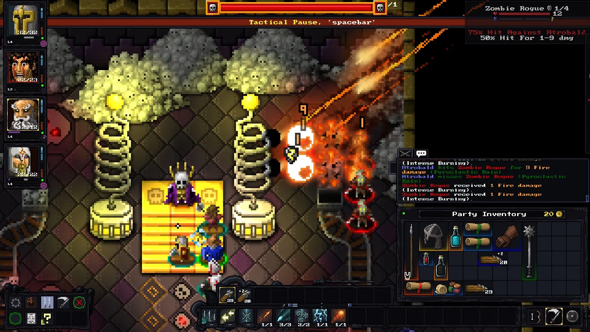 Escape The Mad Empire: Tactical combat with heroes battling zombie rogues in a fiery dungeon setting