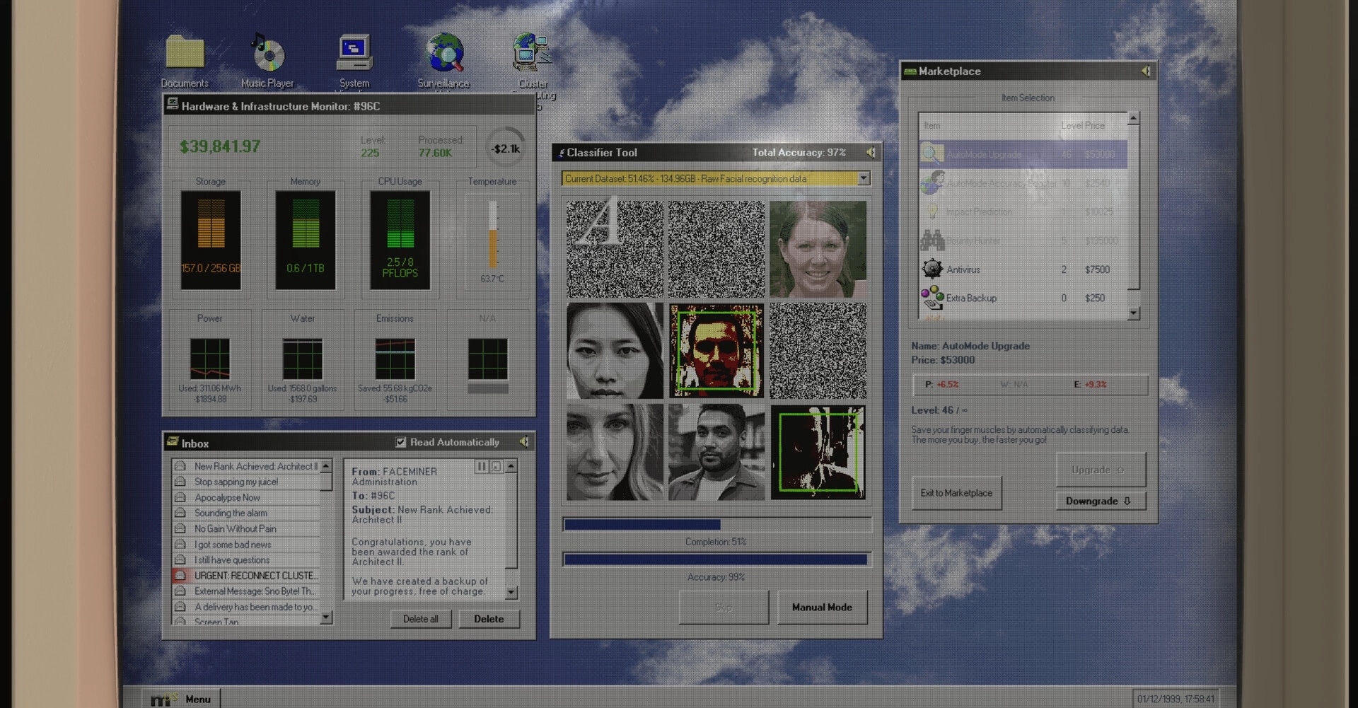 FACEMINER: Biometric data classification tool with facial recognition and resource management UI