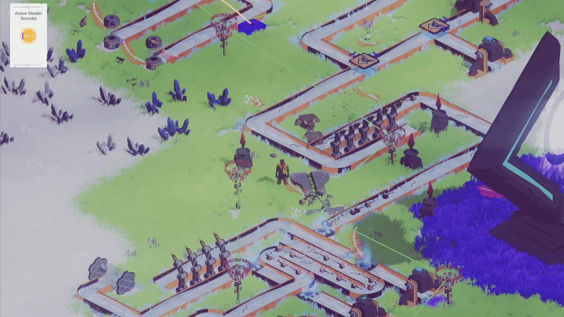 Future Vibe Check: Overhead view of automated factory with conveyor belts and musical production nodes