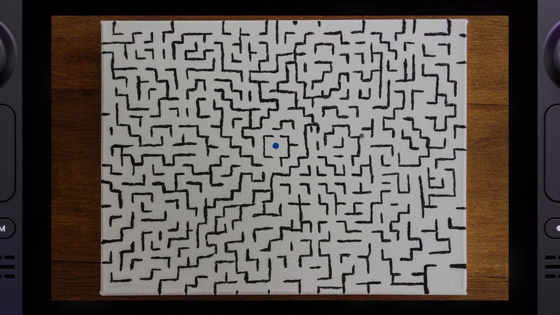 Game With Balls: Navigate through a complex black and white maze with a red ball and directional arrows.