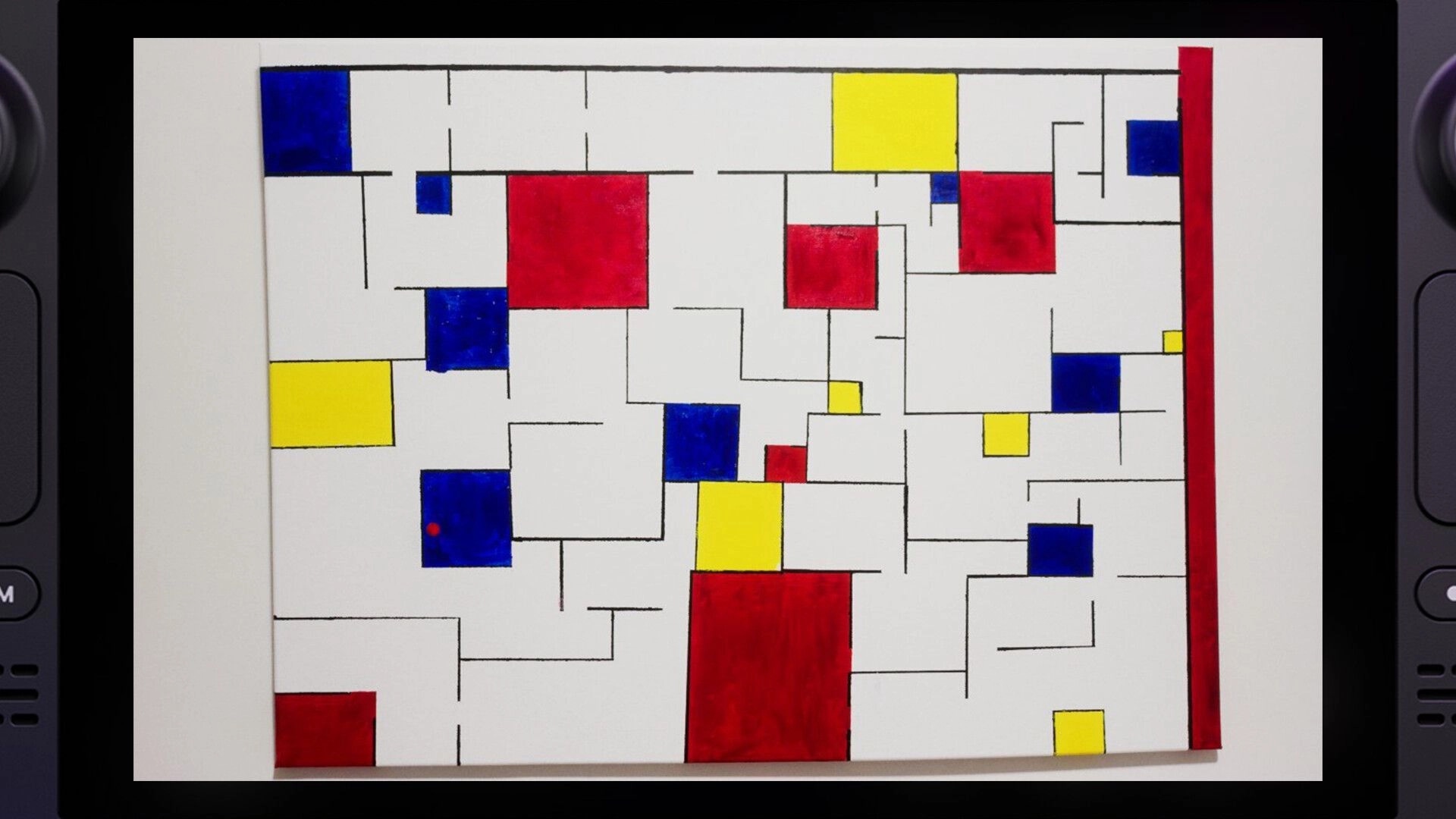 Game With Balls: Navigate colorful geometric maze with red, yellow, and blue squares on Steam Deck