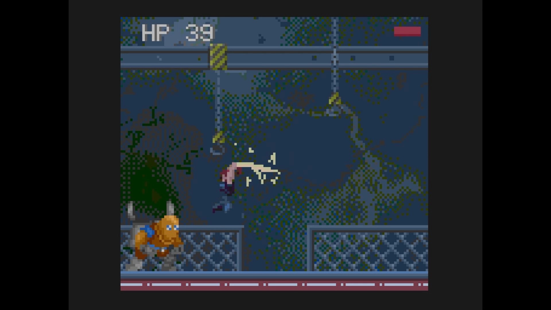 Ganymede: Player slashes a white alien midair above grates in a dim corridor, HP 39 UI visible.