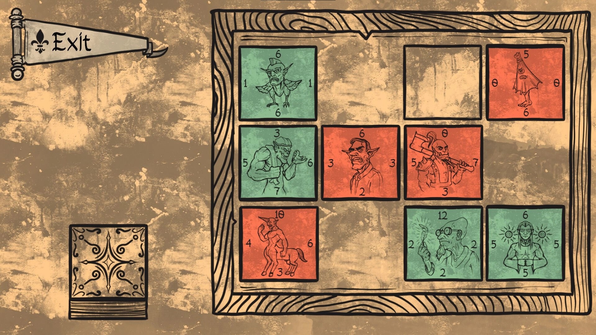 Gatekeeper's Week: Character selection grid with various medieval figures on parchment background