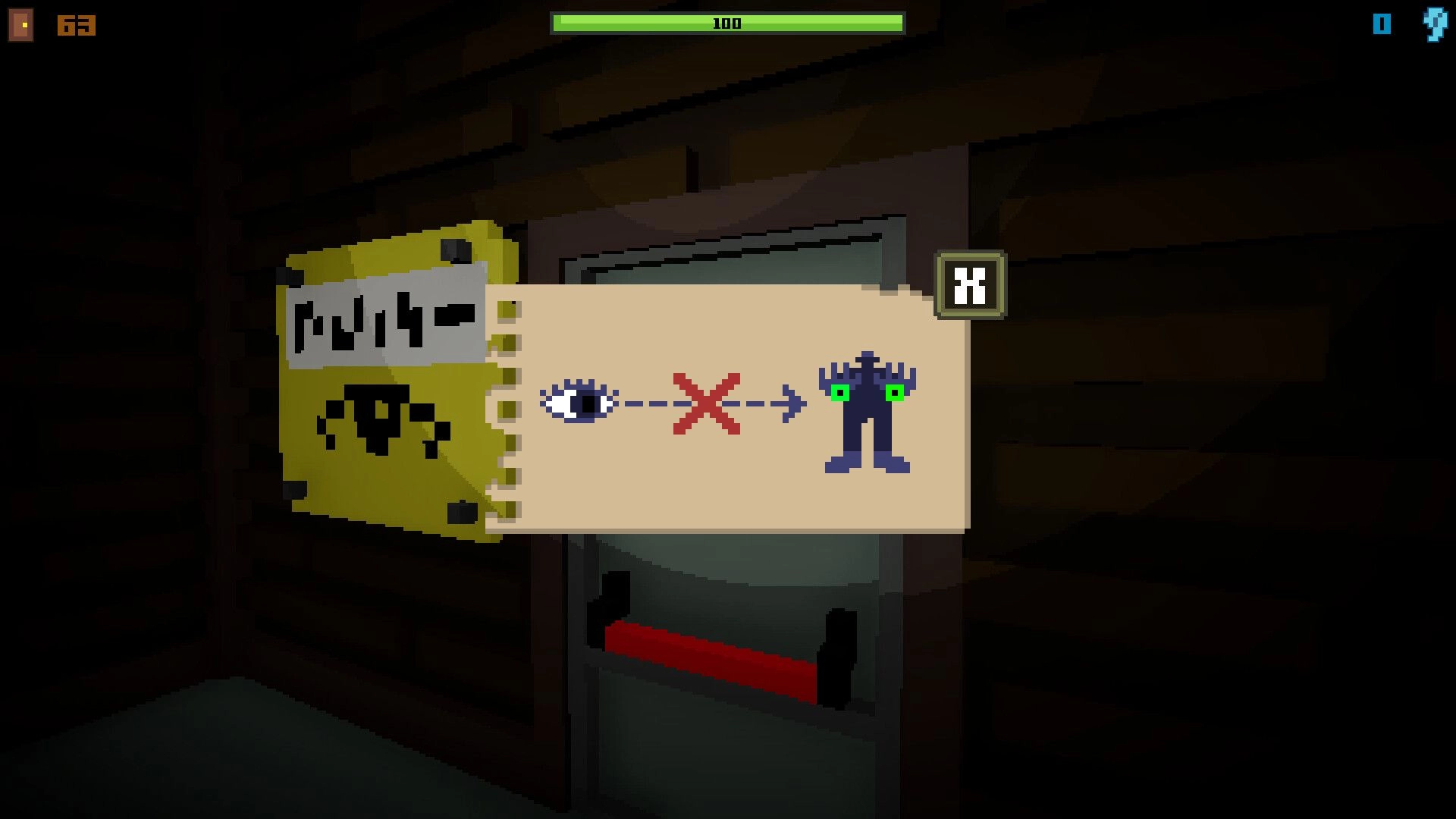 GERPHYON: Note UI warns against using a key on a monster, in a dim hallway by a door panel.