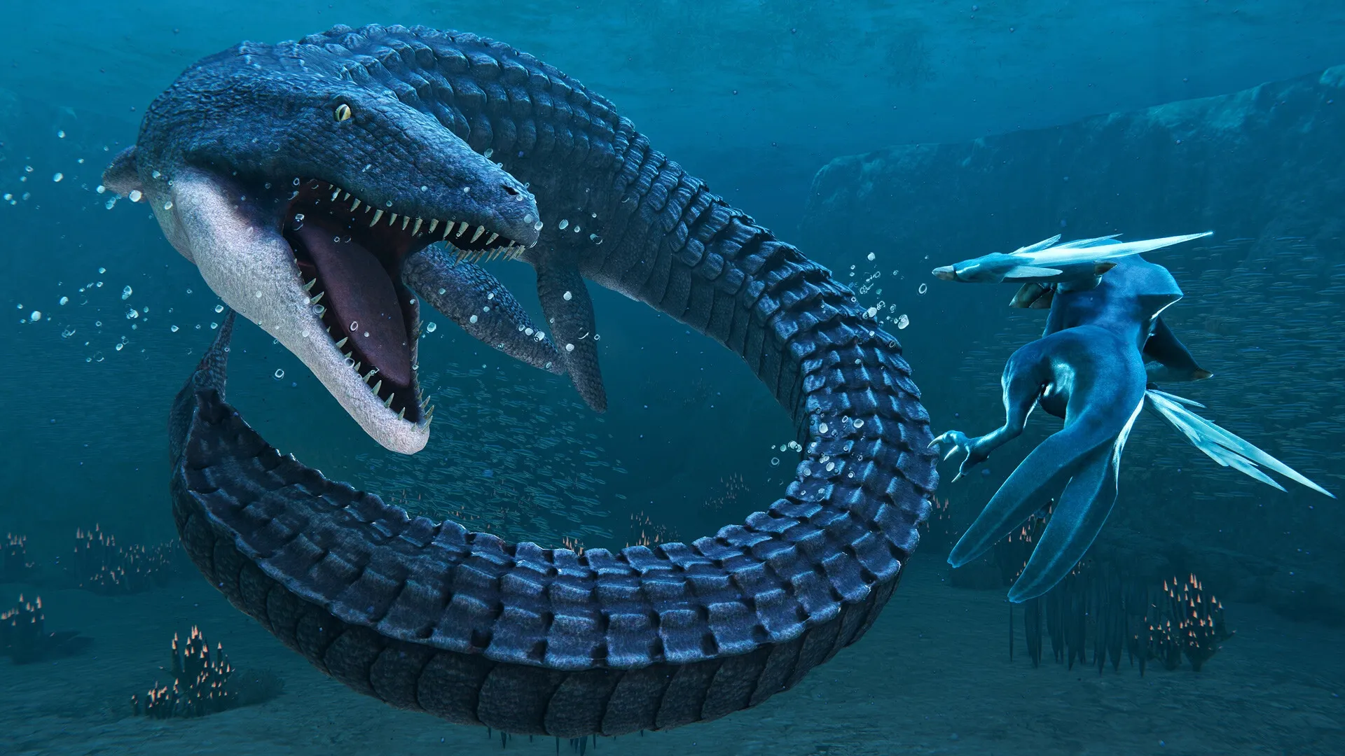 Glaciered: Tuai engages in underwater battle with large sea creature in icy ocean depths
