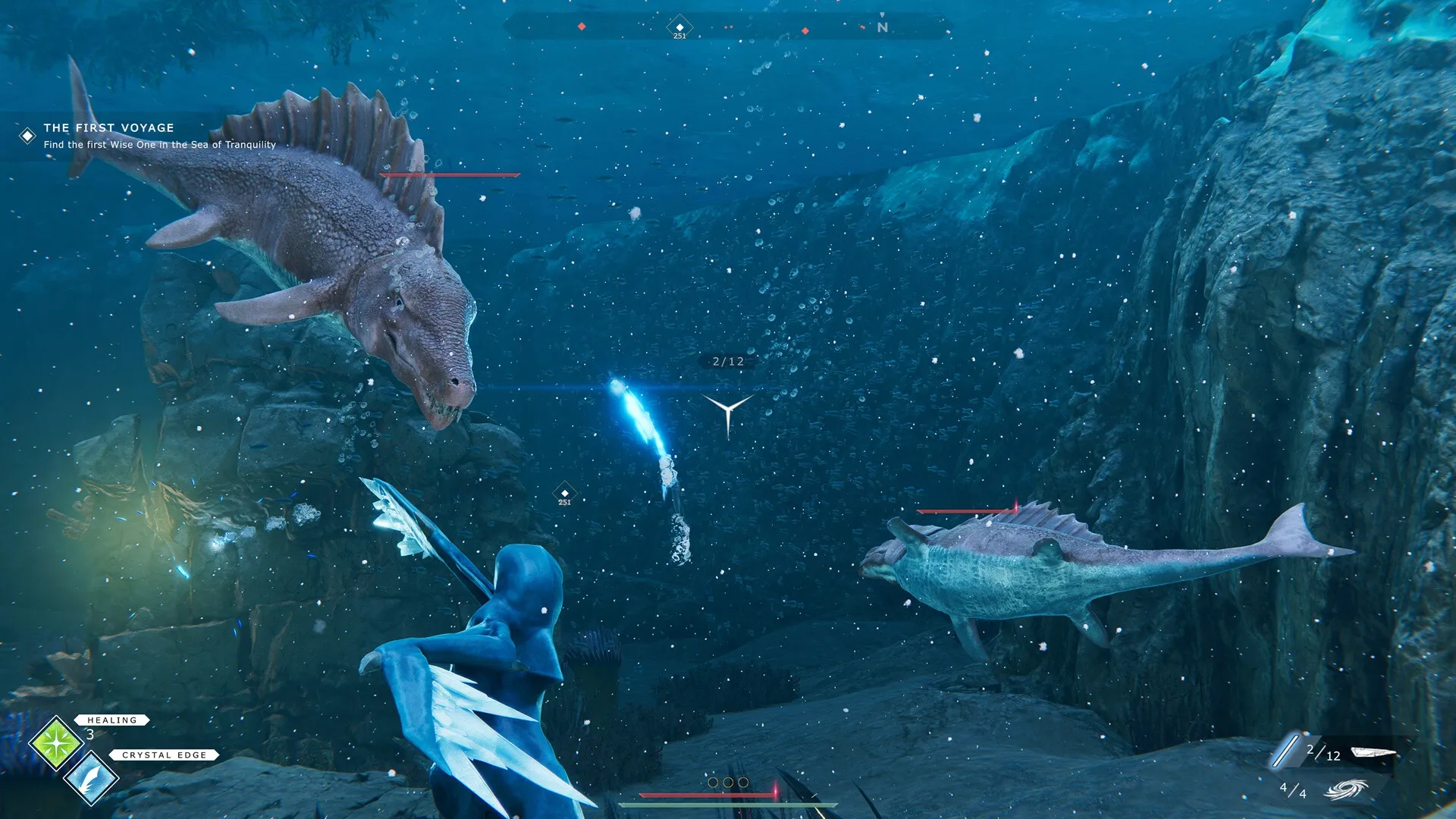 Glaciered: Underwater combat with Tuai facing aquatic creatures in icy ocean depths