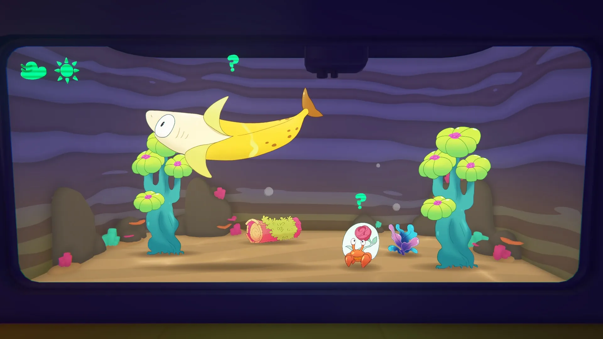 GLOOPALAXY: Observing diverse aquatic Gloops in an underwater habitat with colorful coral and plants