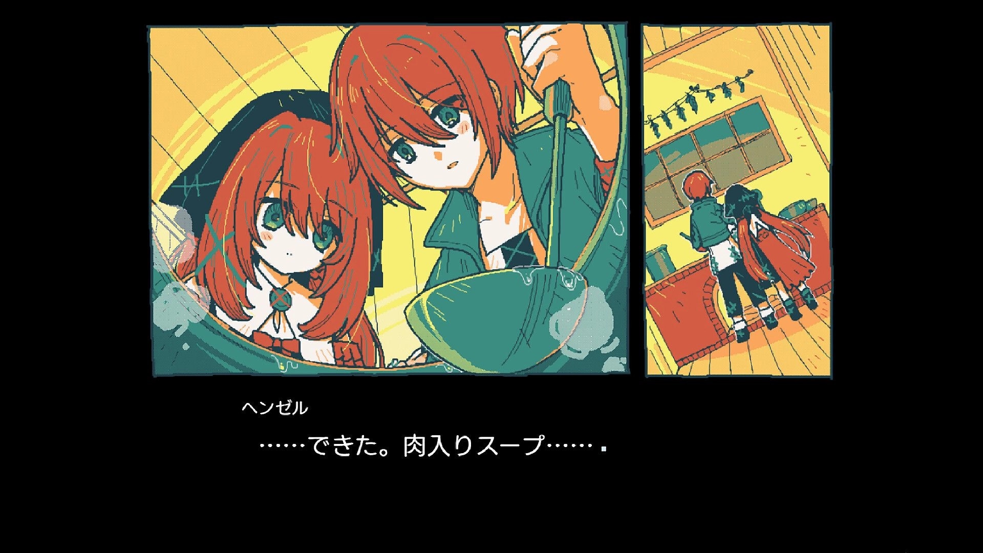 Gretel's Honesty: Hansel and Gretel cooking soup together in a brightly lit kitchen environment.