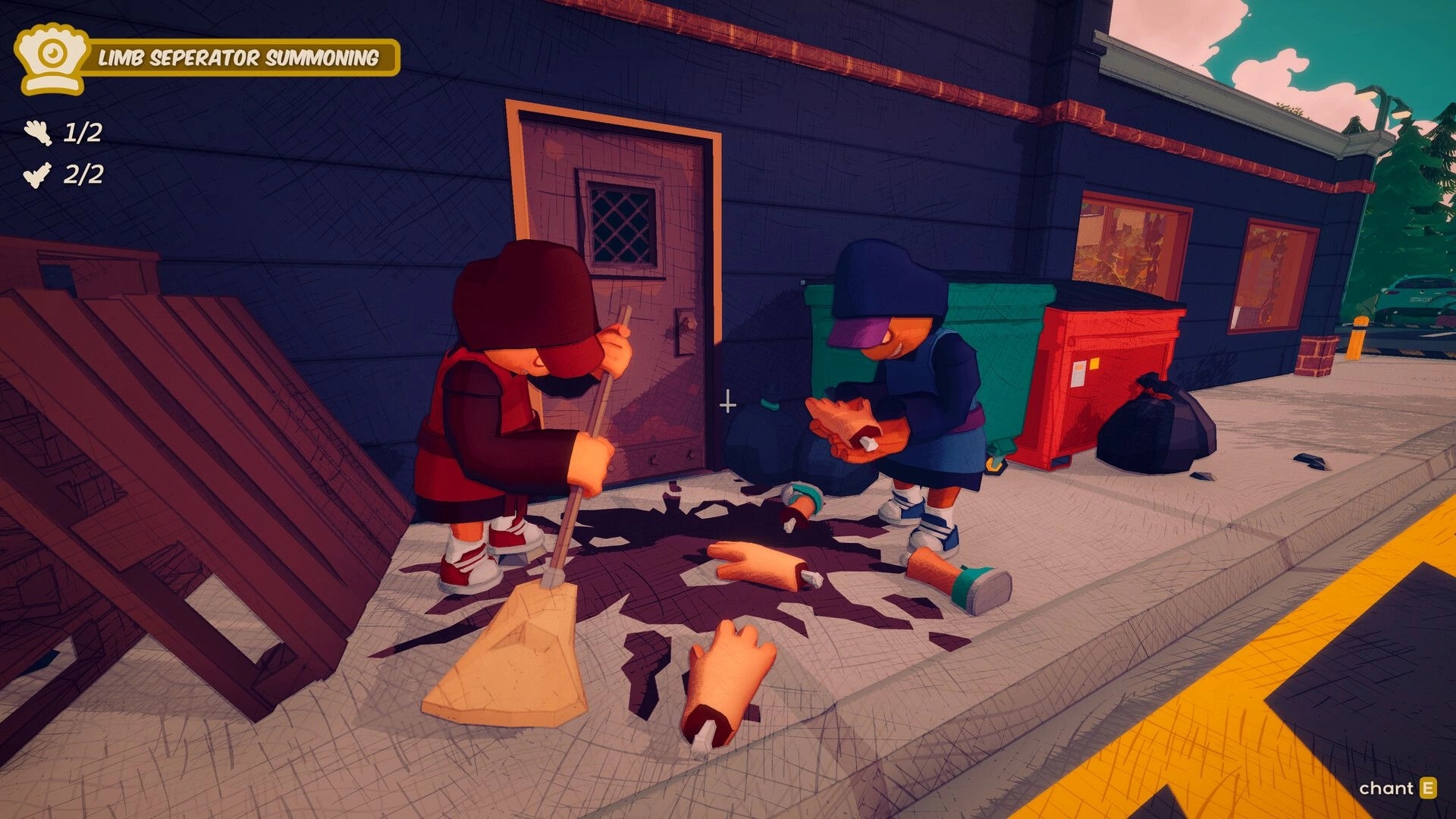 Grilluminati: Two players summon Limb Separator over severed arms behind the steakhouse dumpsters.