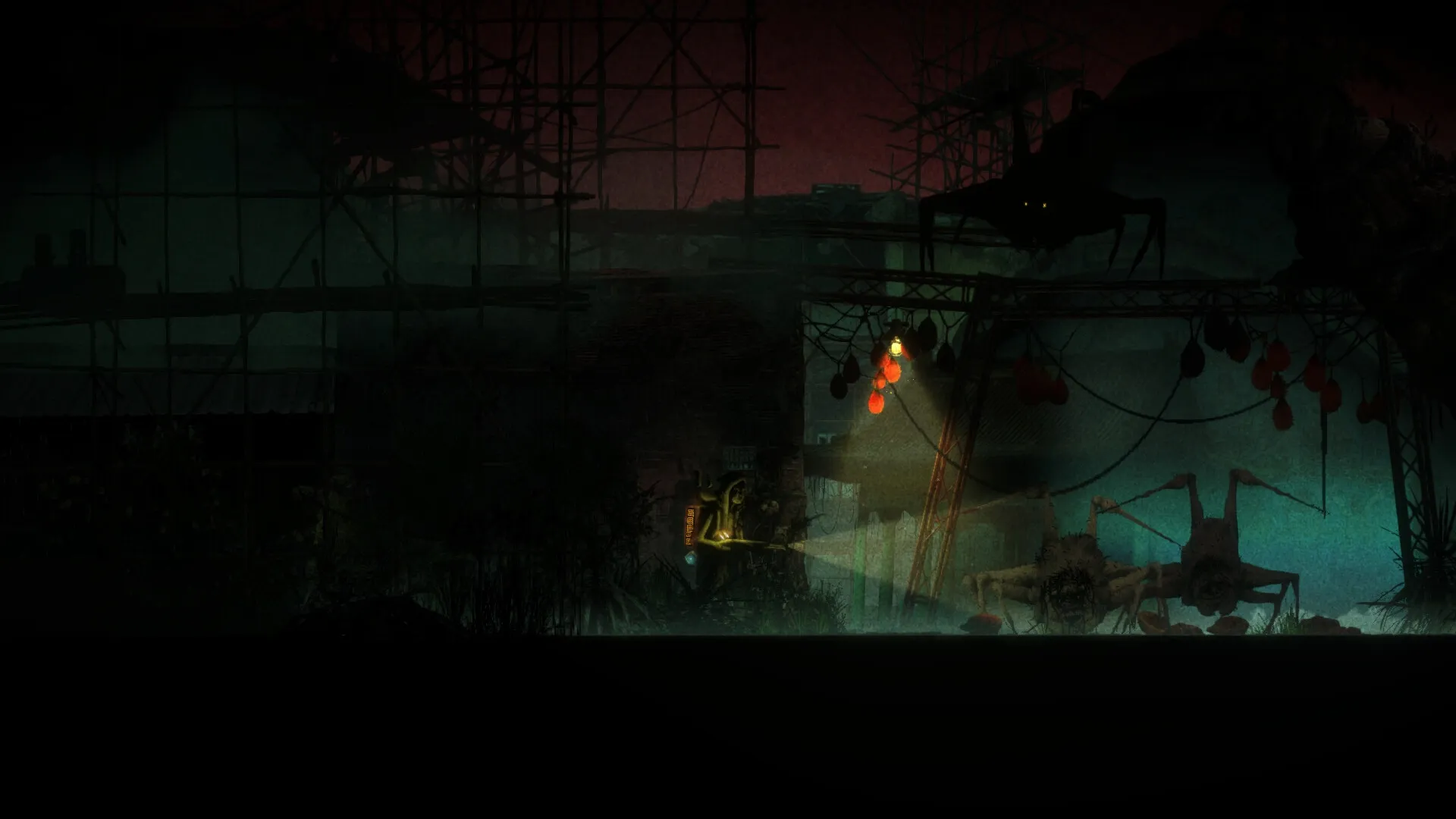 Guaishou 怪兽: Player with lumen rifle explores dark abandoned city, encountering grotesque mutants.