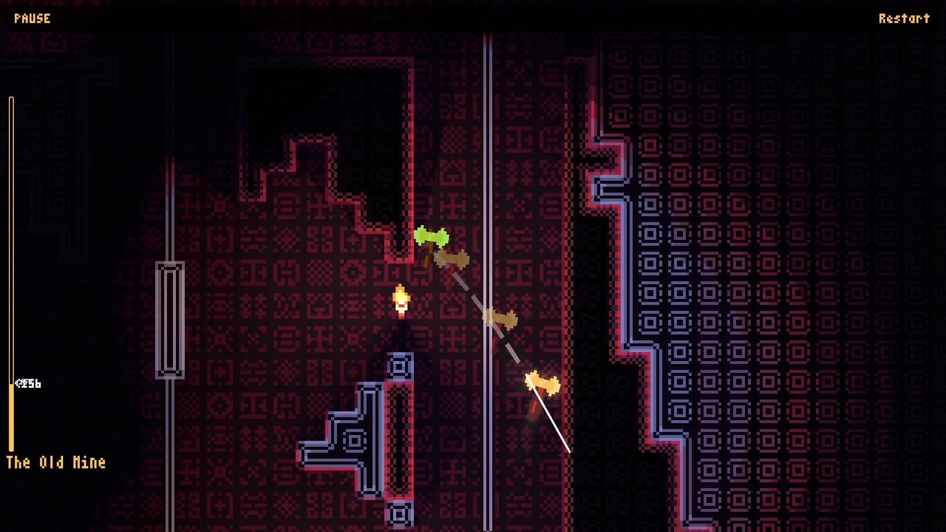 Hack And Climb: Character throws axes while climbing vertical shaft in the Old Mine environment