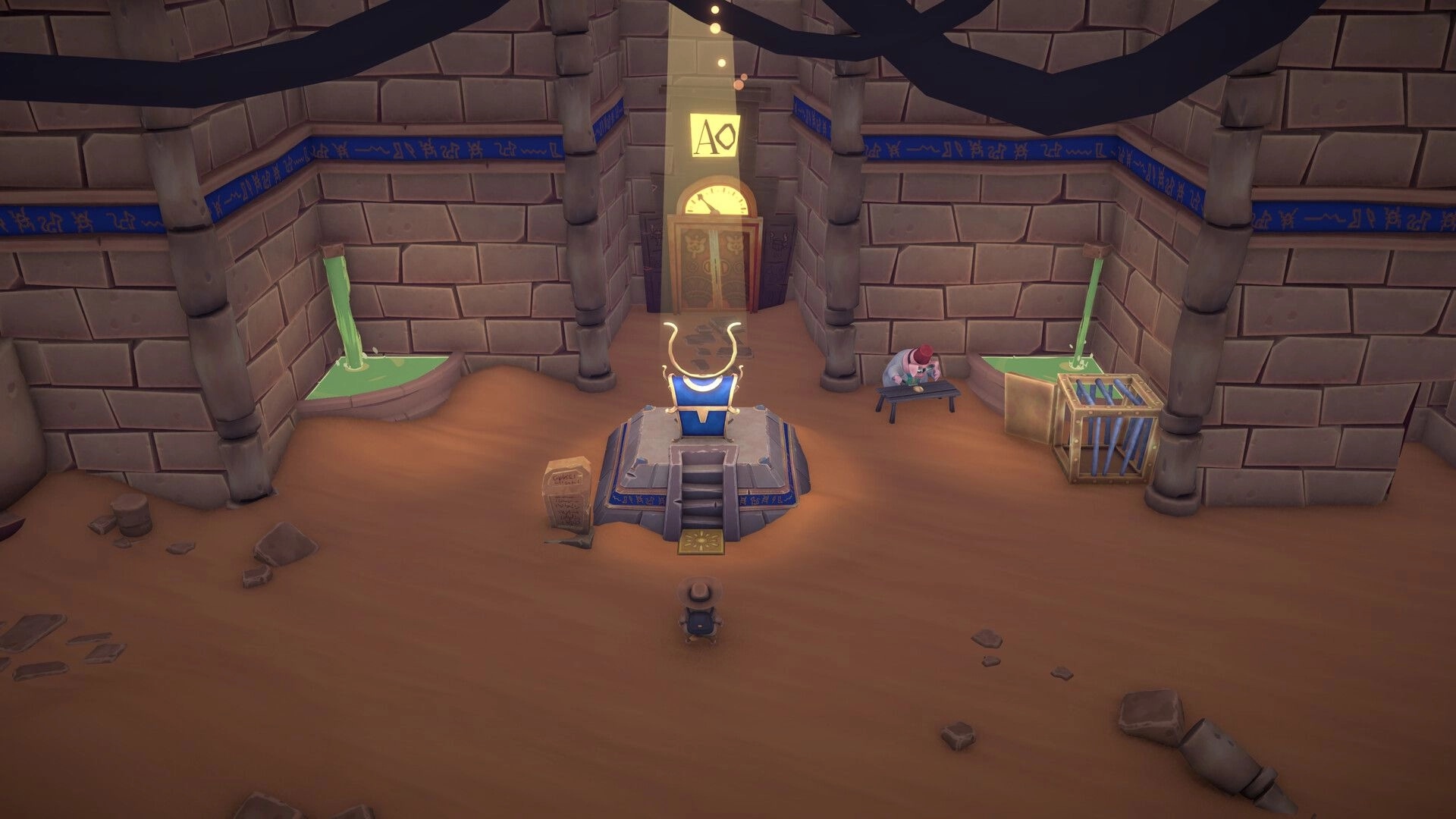 HAMSTERMIND: Hamster Jones examines a pyramid chamber with artifacts and ancient symbols.