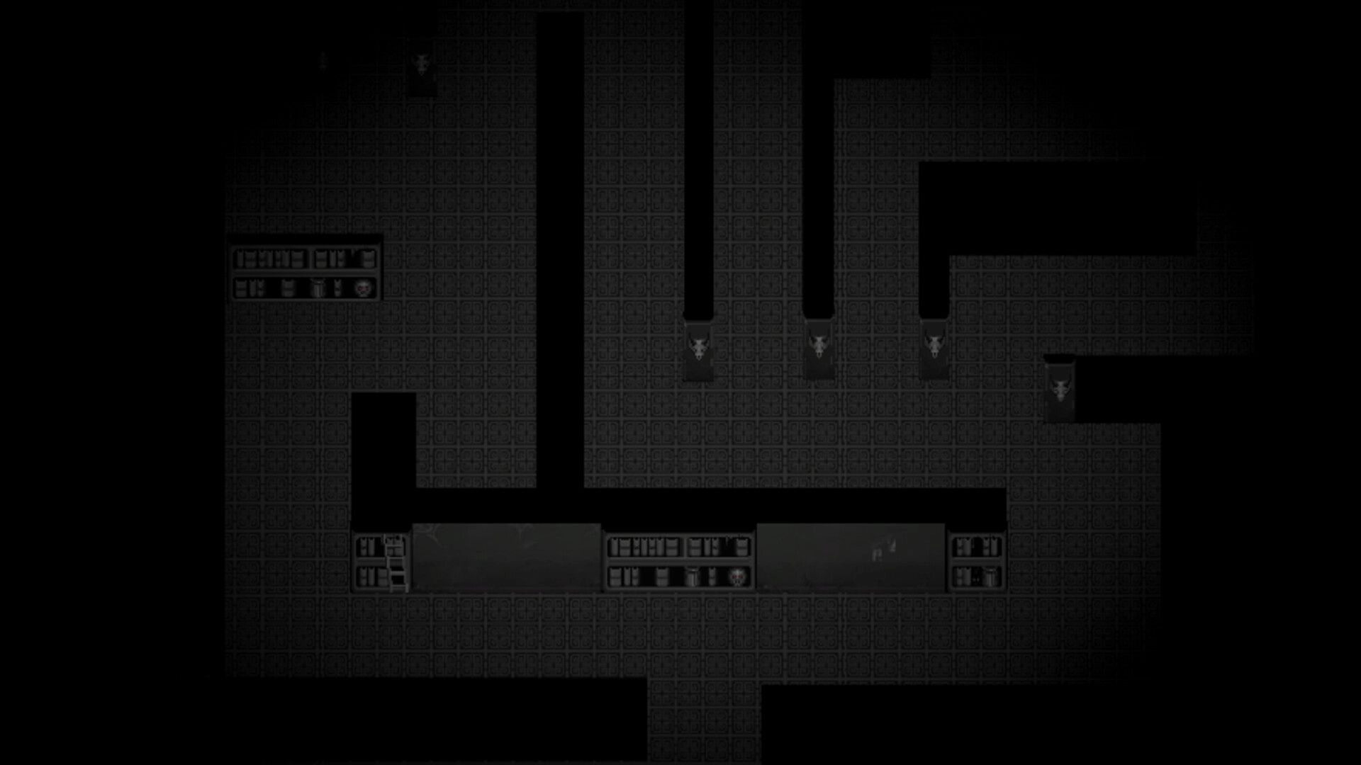 Hello Anxiety: Navigating a dimly lit maze with shadowy walls and mysterious symbols on the floor