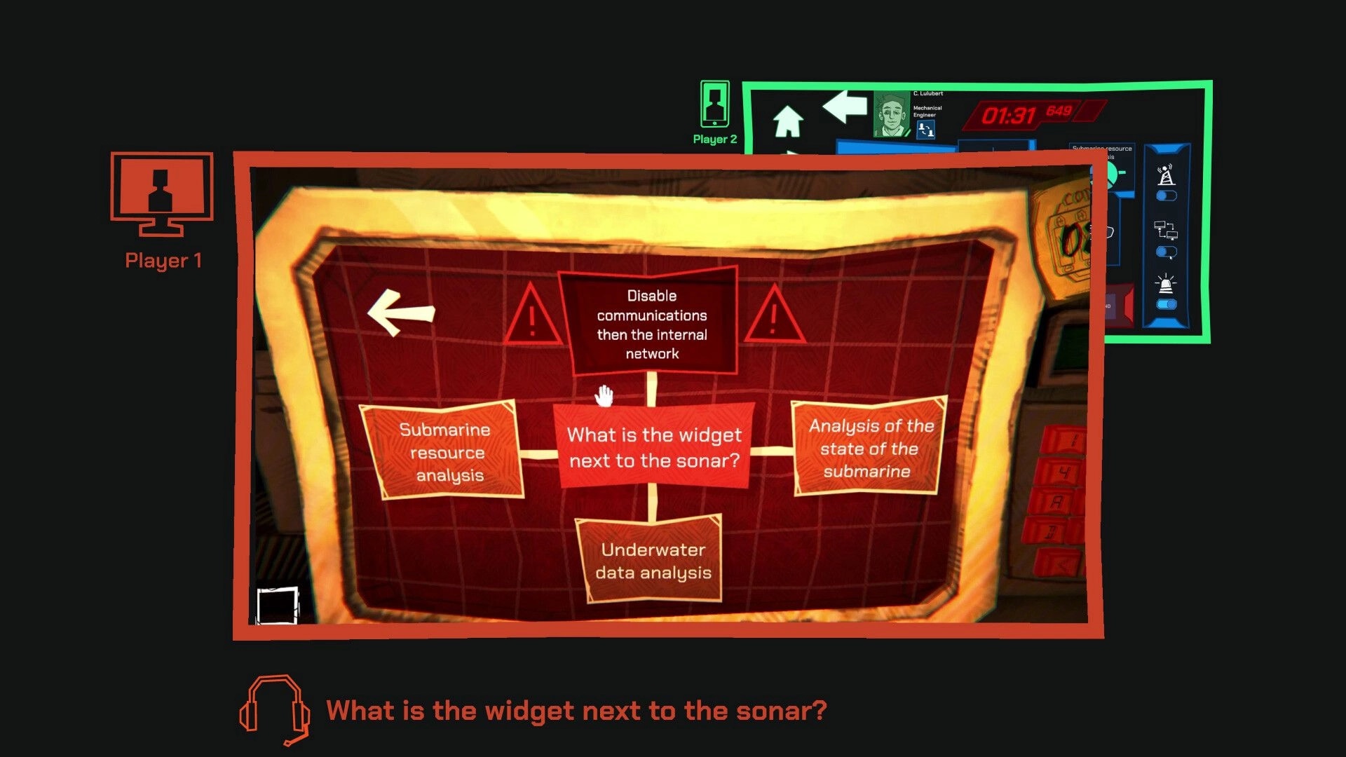 How 2 Escape: Puzzle interface with communication tasks in submarine control room environment