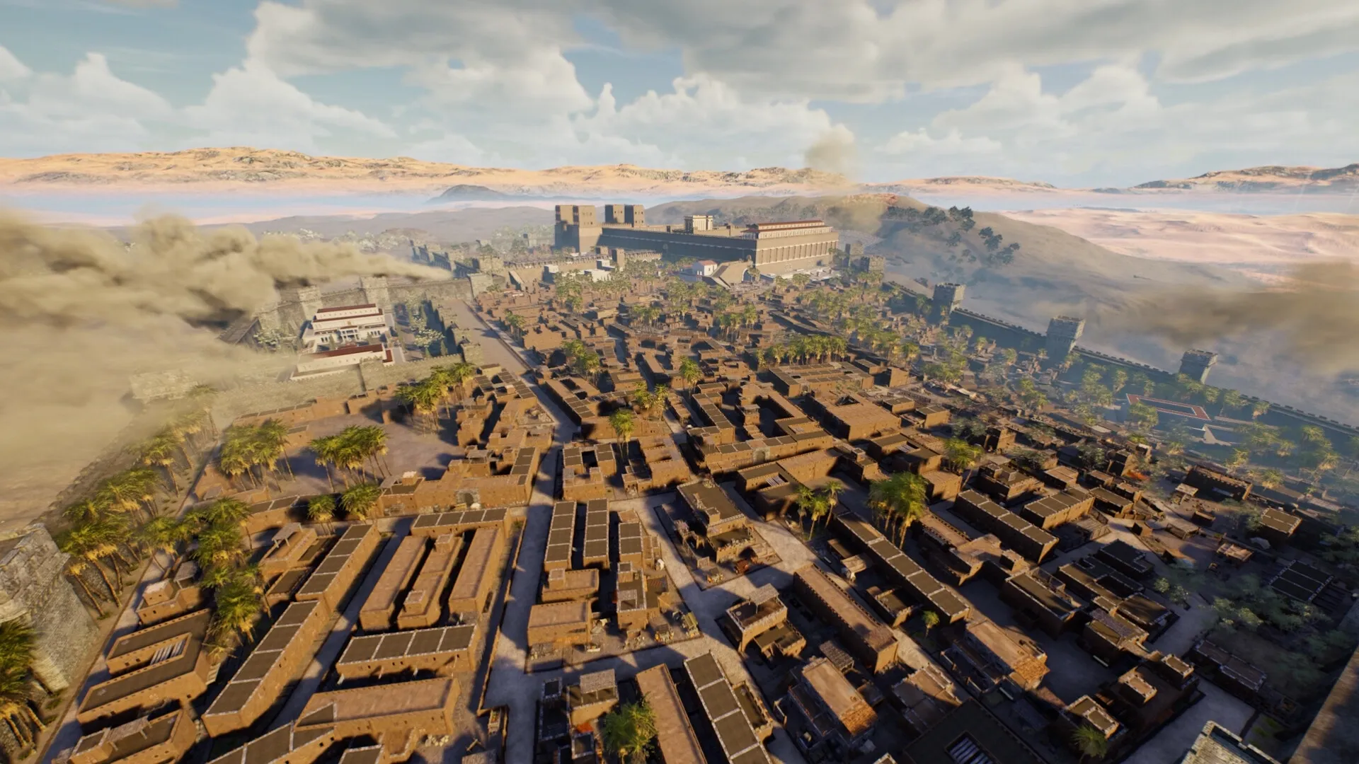 I Am Jesus Christ: Aerial view of ancient cityscape with dense buildings and surrounding desert landscape