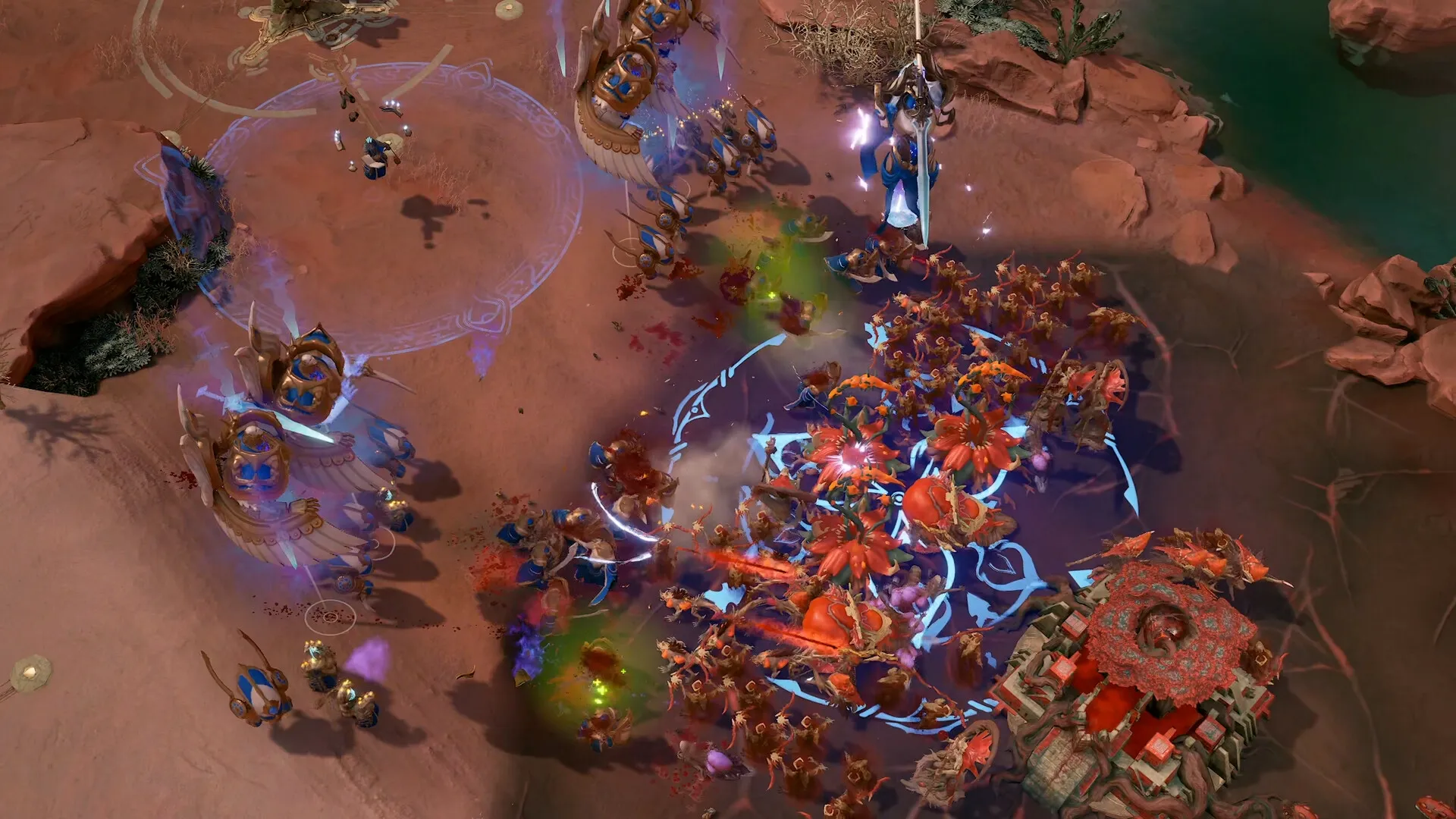 IMMORTAL: Intense battle with Immortals leading armies on a desert terrain, magical effects visible