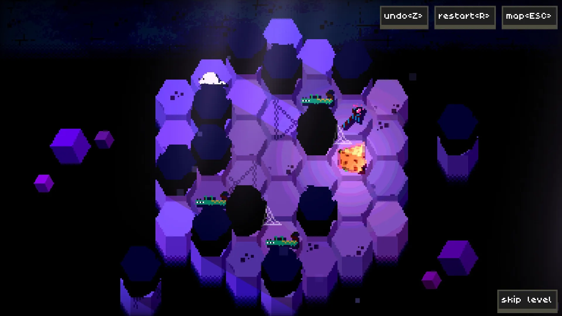 Inconceivable Rat Endeavour: Rat navigates hexes with cheese, avoiding traps and enemies in dark sewers.